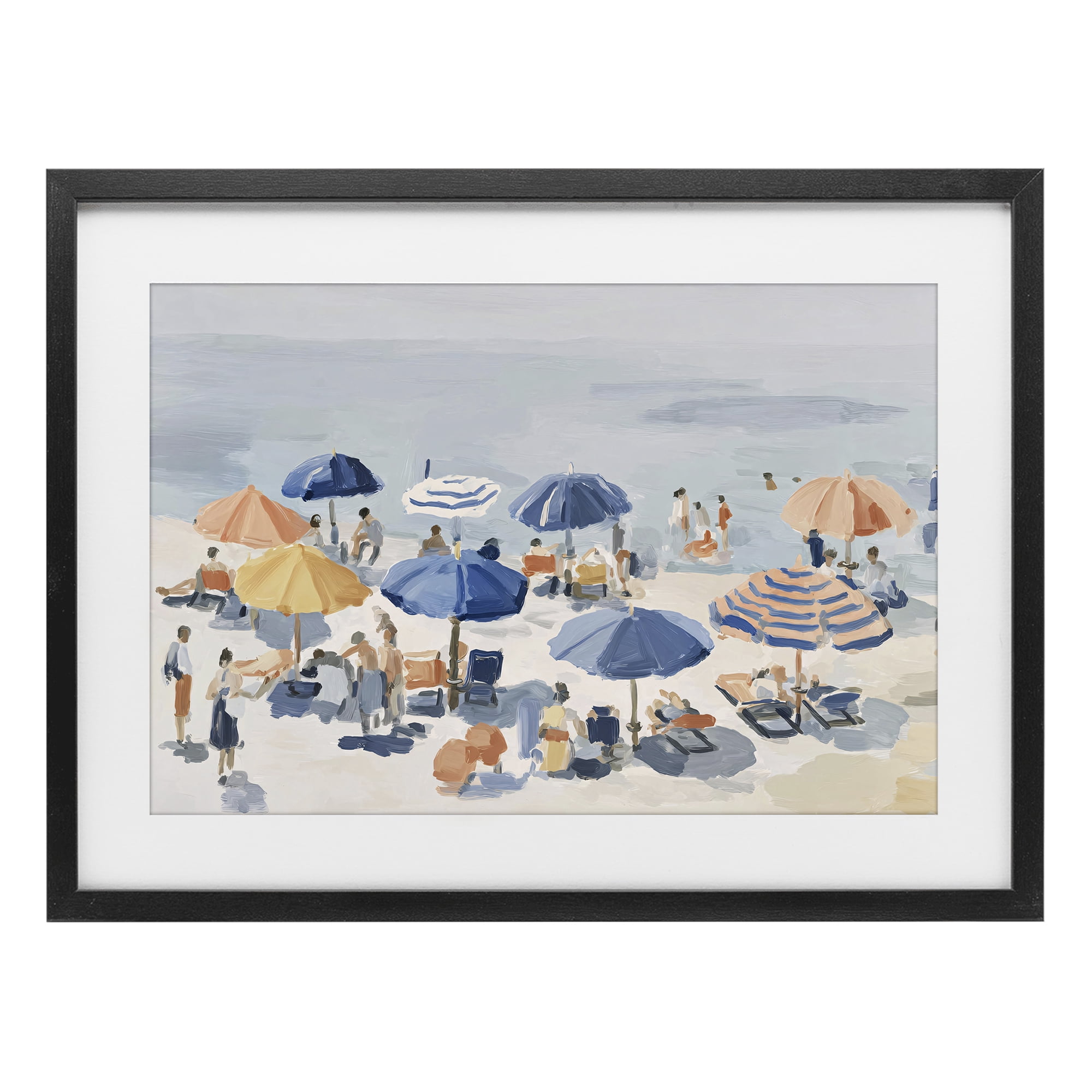 Stupell Industries Summer Fun Beach Crowd Black Framed Print Under Glass, design by Jacky Ngan