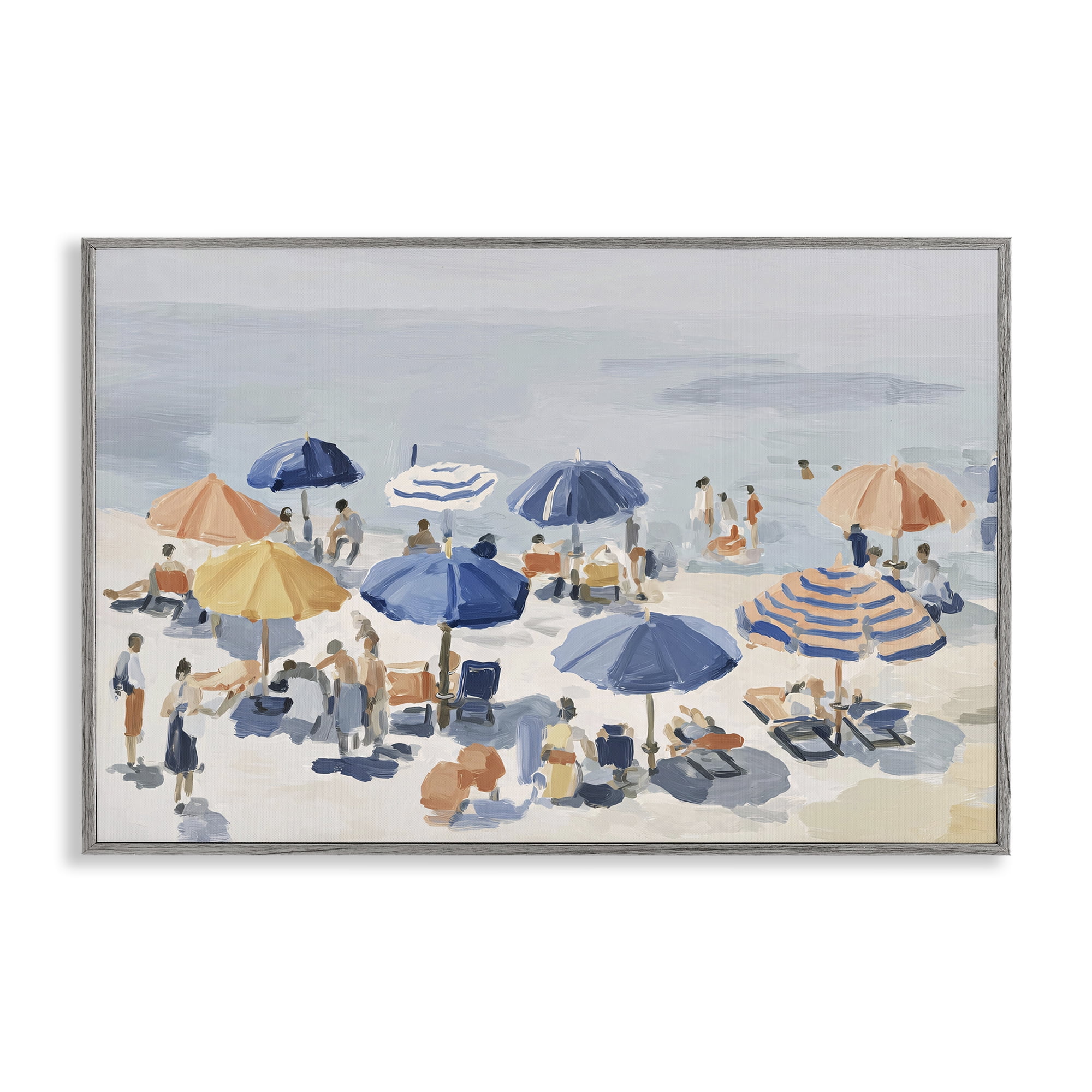 Stupell Industries Summer Fun Beach Crowd Gray Framed Giclee Art, design by Jacky Ngan