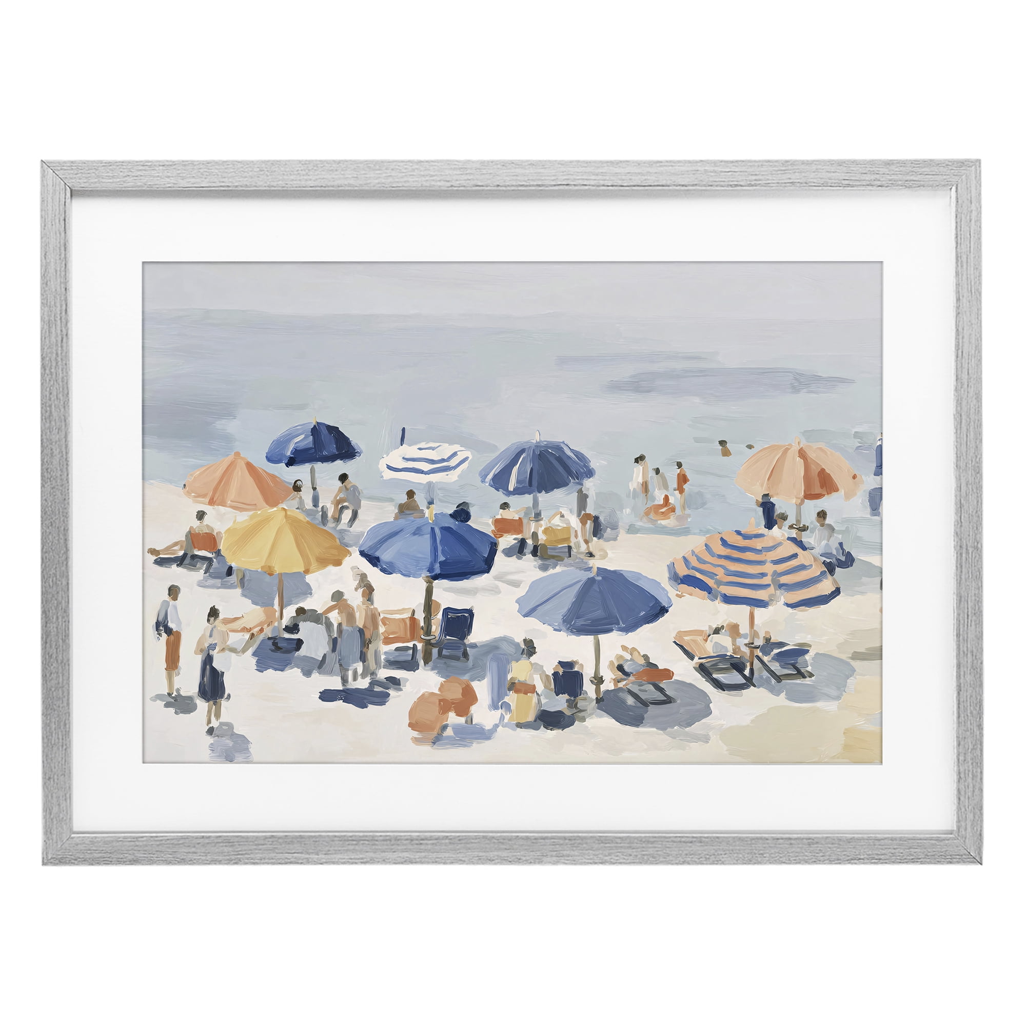Stupell Industries Summer Fun Beach Crowd Gray Framed Print Under Glass, design by Jacky Ngan