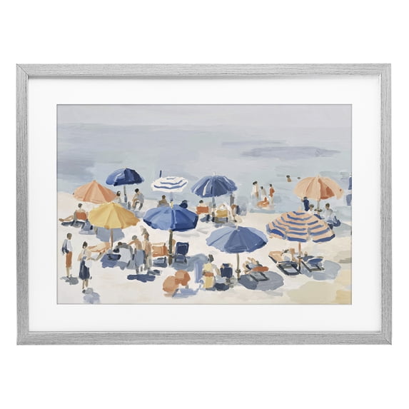 Stupell Industries Contemporary Summer Fun Beach Crowd Gray Framed Print Under Glass, 23 x 17, by Jacky Ngan