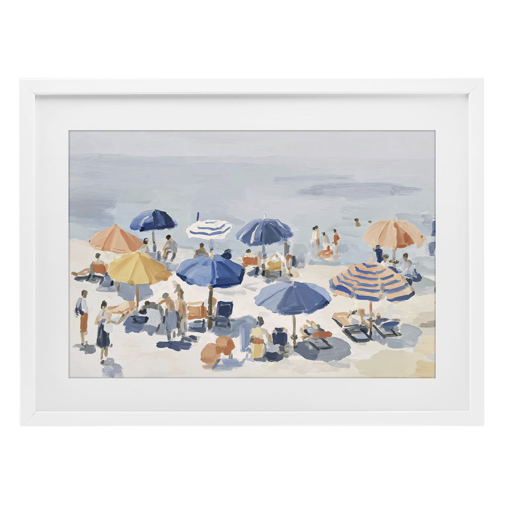 Stupell Industries Summer Fun Beach Crowd White Framed Print Under Glass, design by Jacky Ngan