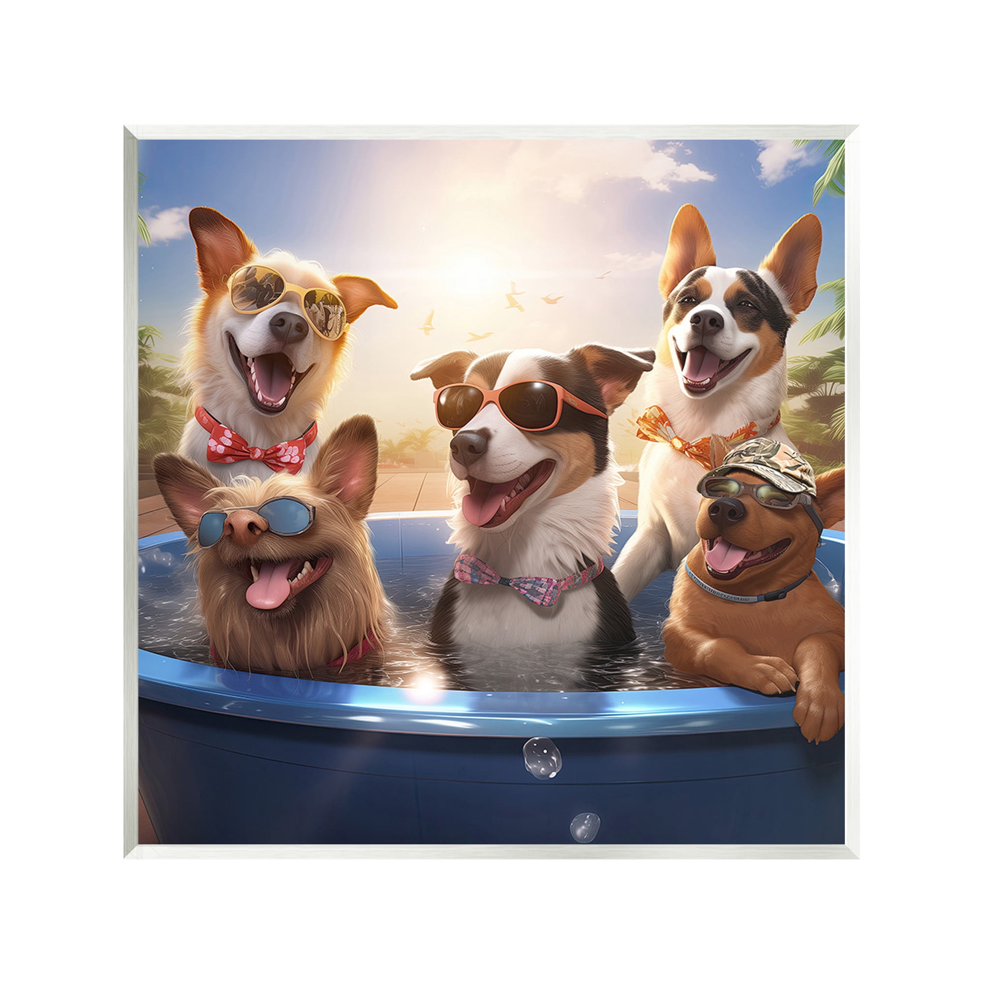Stupell Industries Summer Fun Dogs Animals & Insects Painting Unframed Art Print Wall Art, 12 x 12