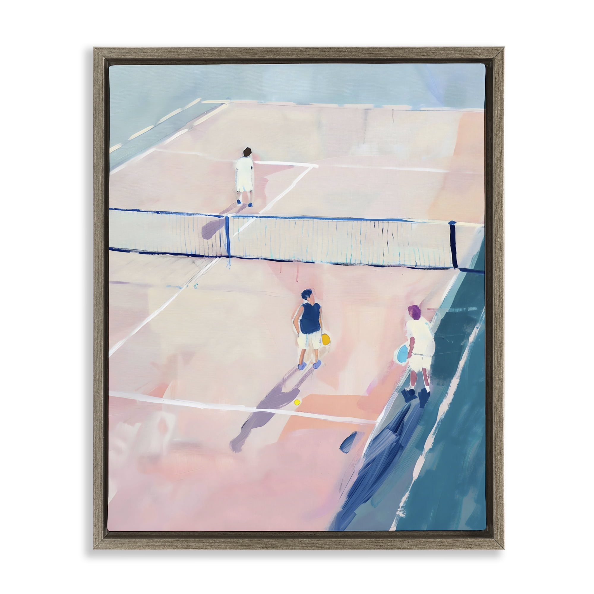 Stupell Industries Summer Game of Tennis Brown Framed Floater Canvas Wall Art, design by The Prints Vibe