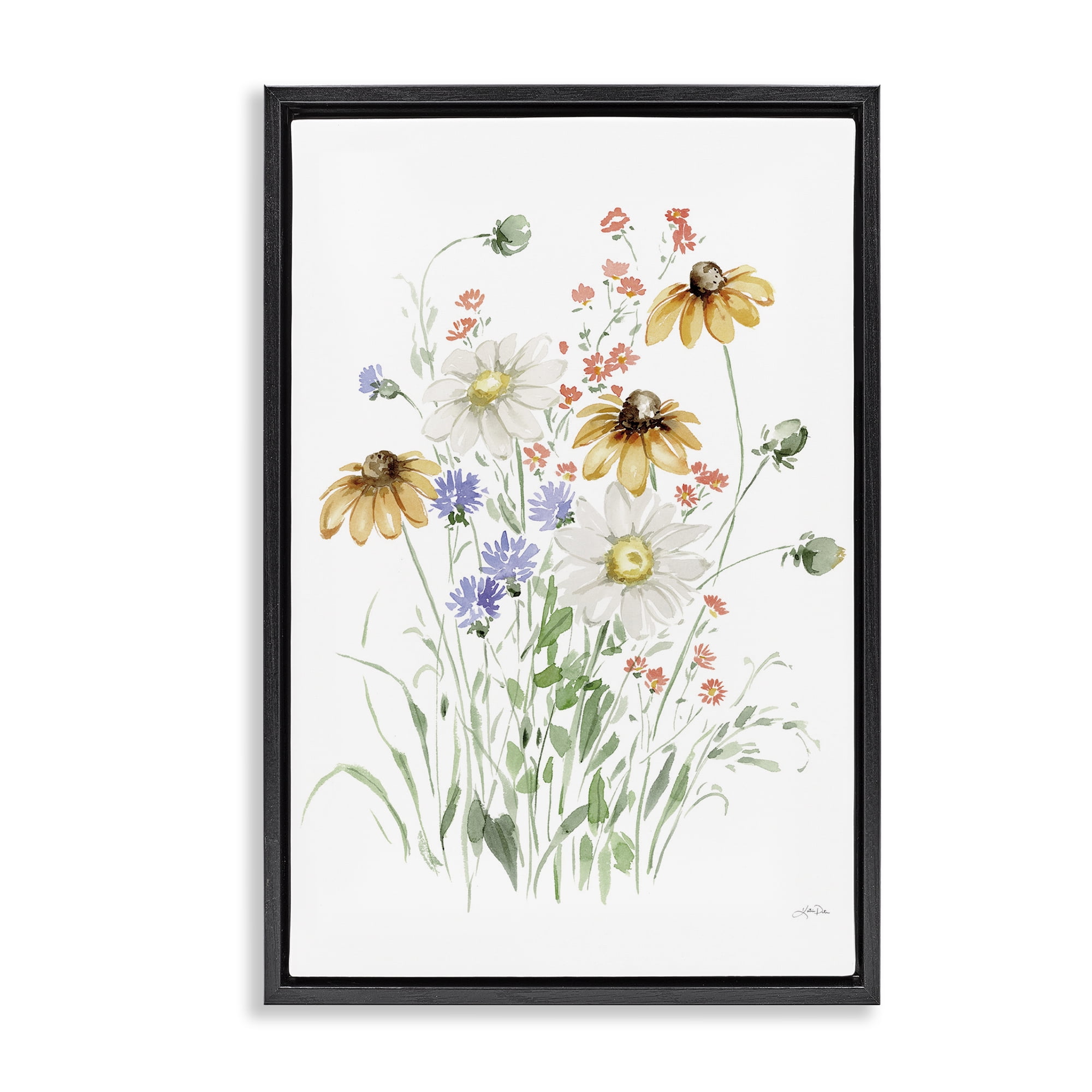 Stupell Industries Summer Garden Blooms Botanical & Floral Painting Black Floater Framed Art Print Wall Art, 21 x 31