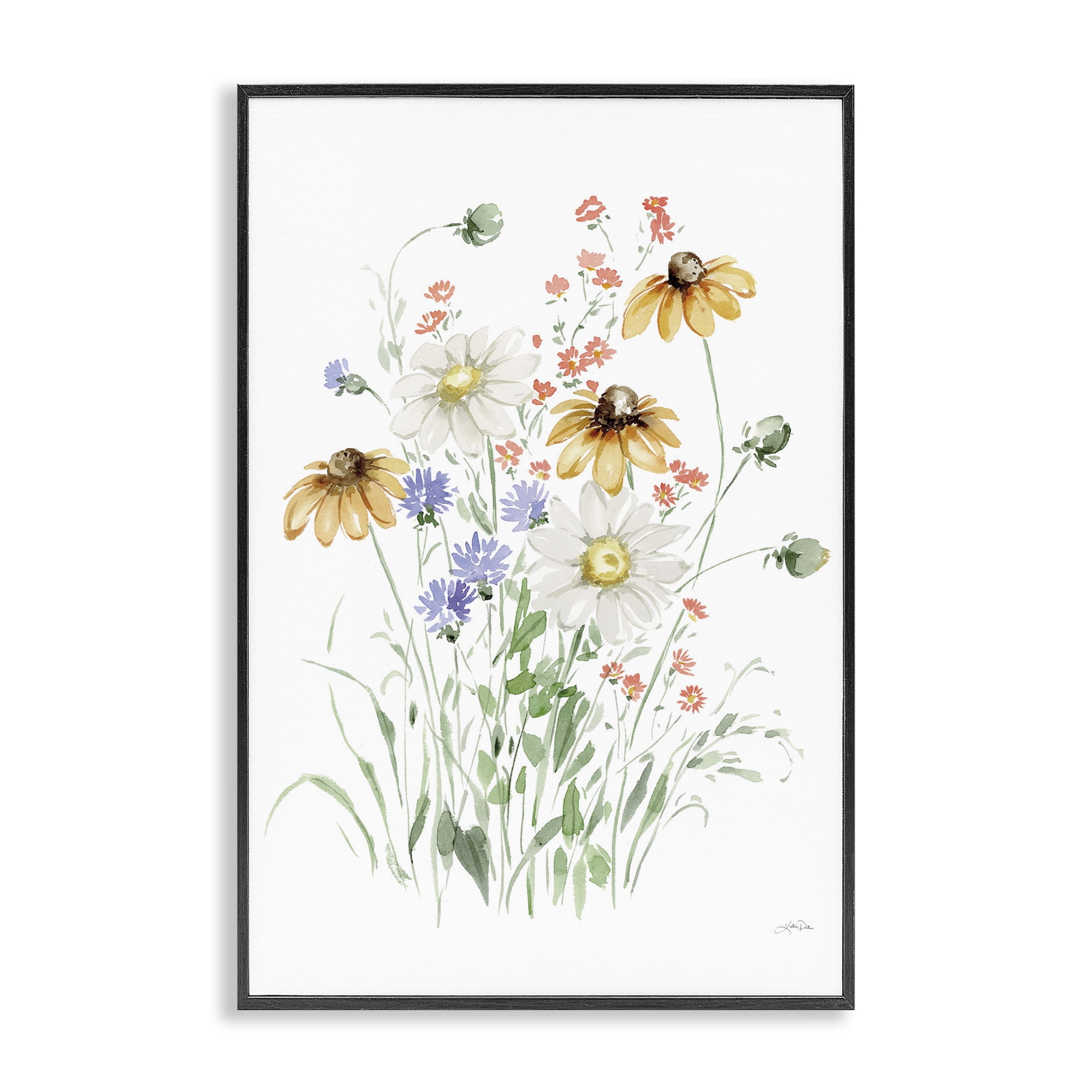 Stupell Industries Summer Garden Blooms Botanical & Floral Painting Black Framed Art Print Wall Art, 20 x 30