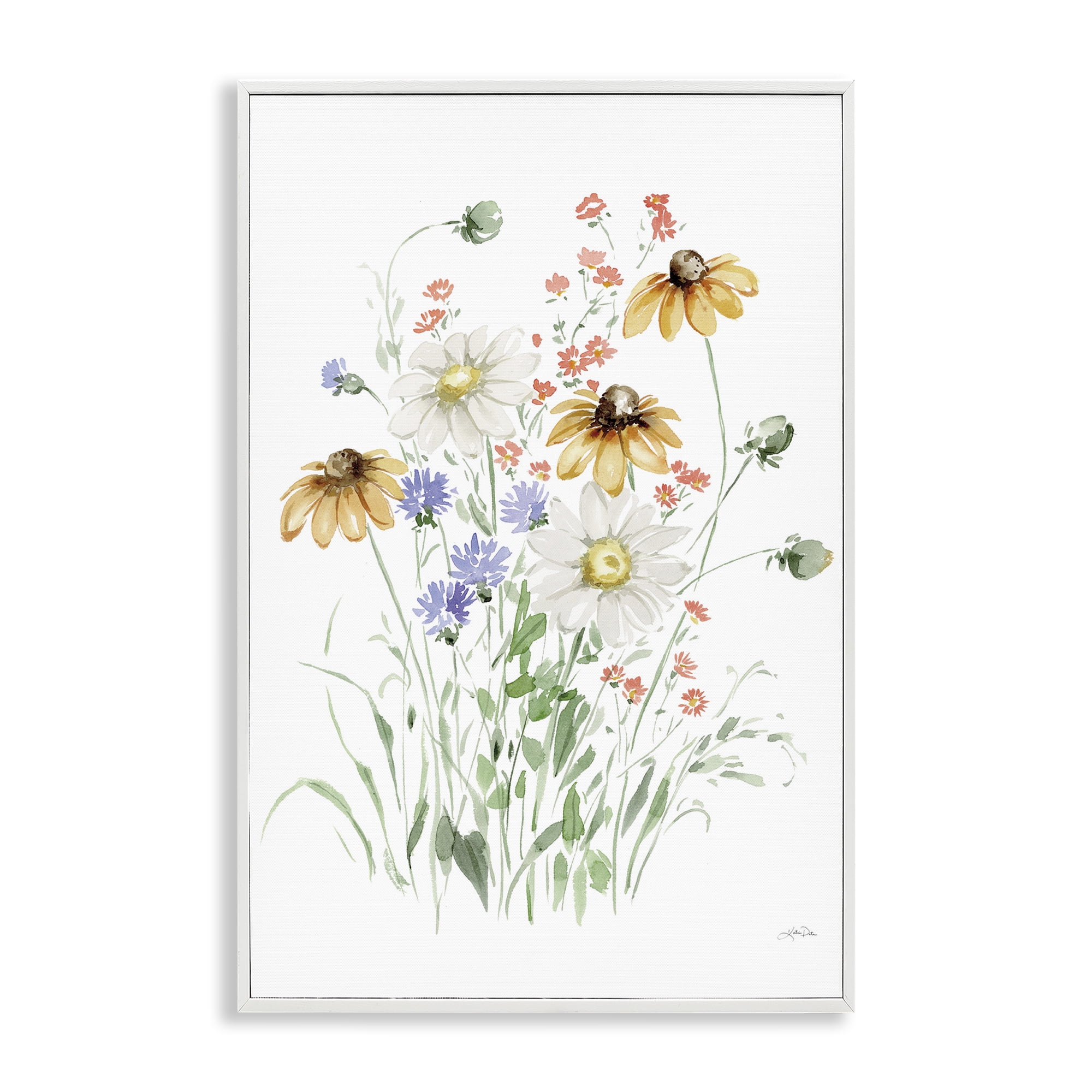 Stupell Industries Summer Garden Blooms Botanical & Floral Painting White Framed Art Print Wall Art, 16 x 24