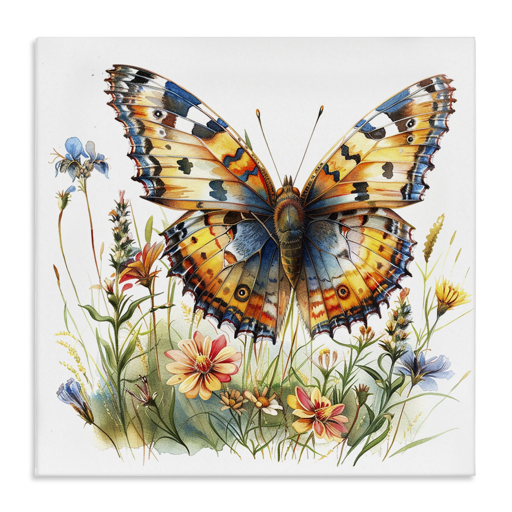 Stupell Industries Summer Garden & Butterfly Insects Painting Wrapped Canvas Art Print Wall Art, 24 x 24