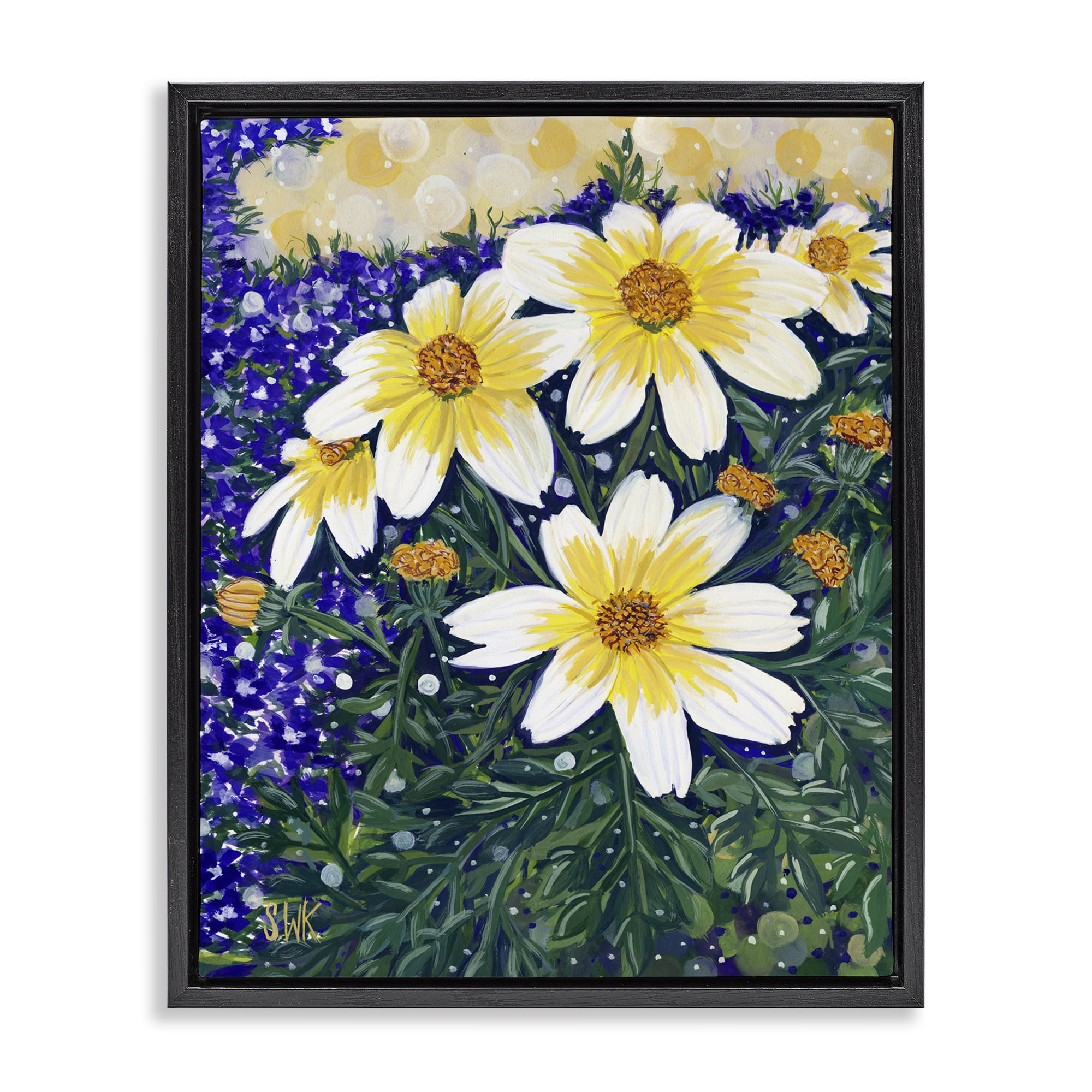 Stupell Industries Summer Garden Cosmos Black Framed Floater Canvas Wall Art, design by Sarah Waldron Kimball