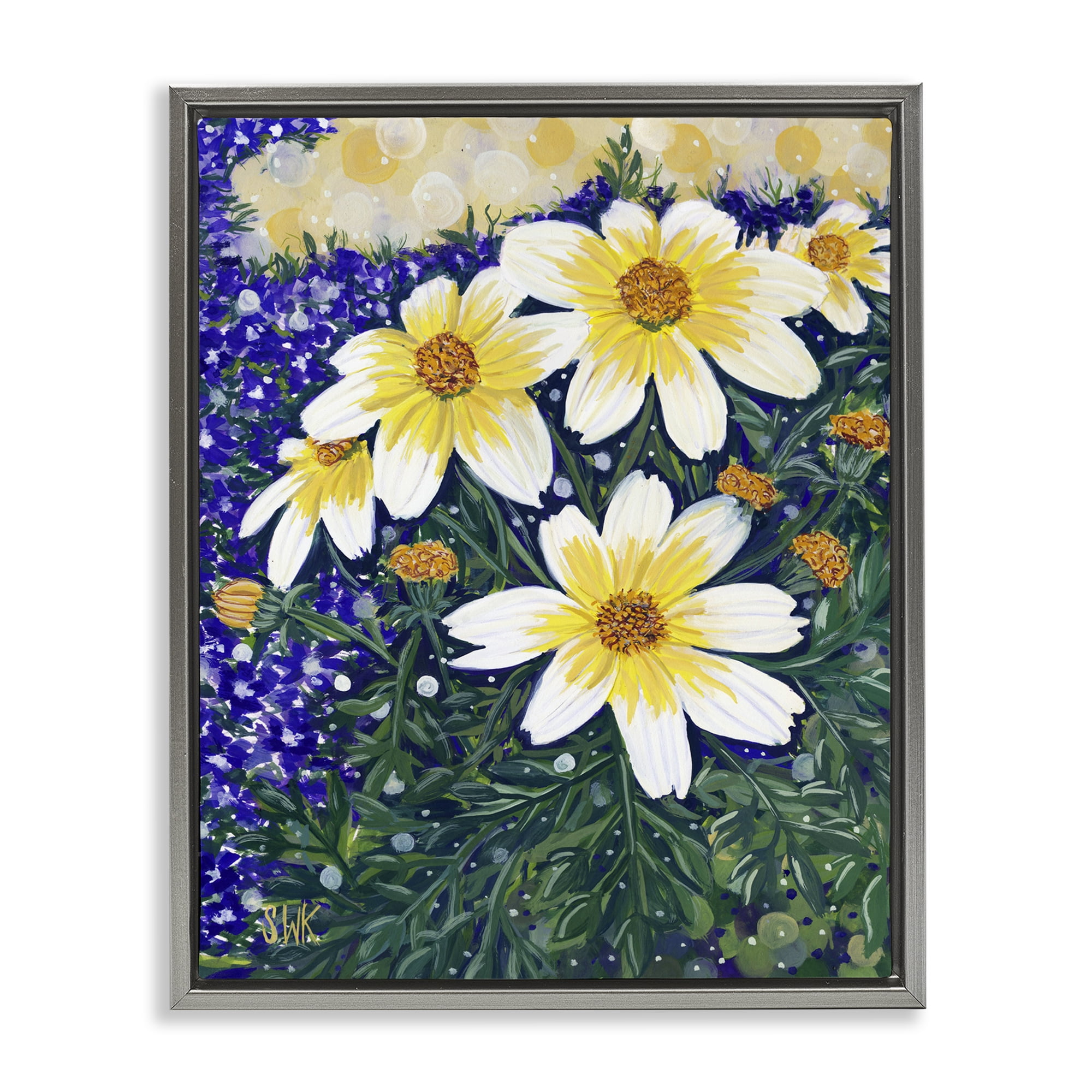 Stupell Industries Summer Garden Cosmos Gray Framed Floater Canvas Wall Art, design by Sarah Waldron Kimball