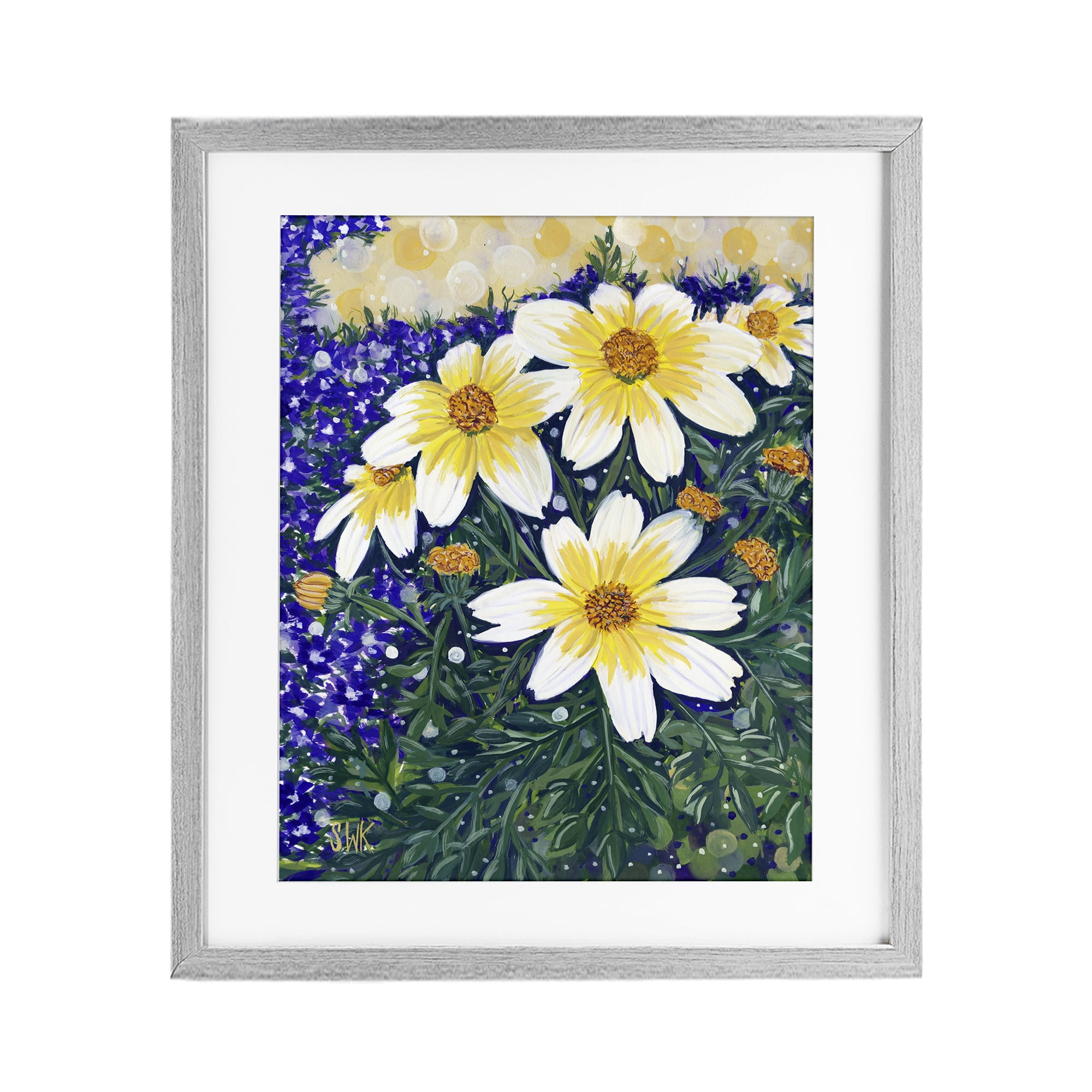 Stupell Industries Summer Garden Cosmos Gray Framed Print Under Glass, design by Sarah Waldron Kimball