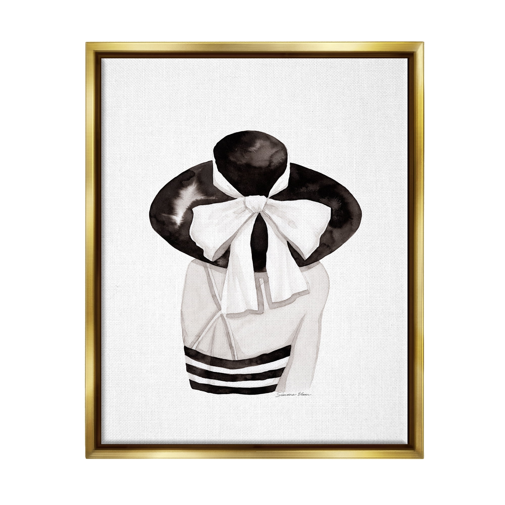 Stupell Summer Girl in Hat Beauty & Fashion Painting Gold Floater Framed Art Print Wall Art, 17 x 21