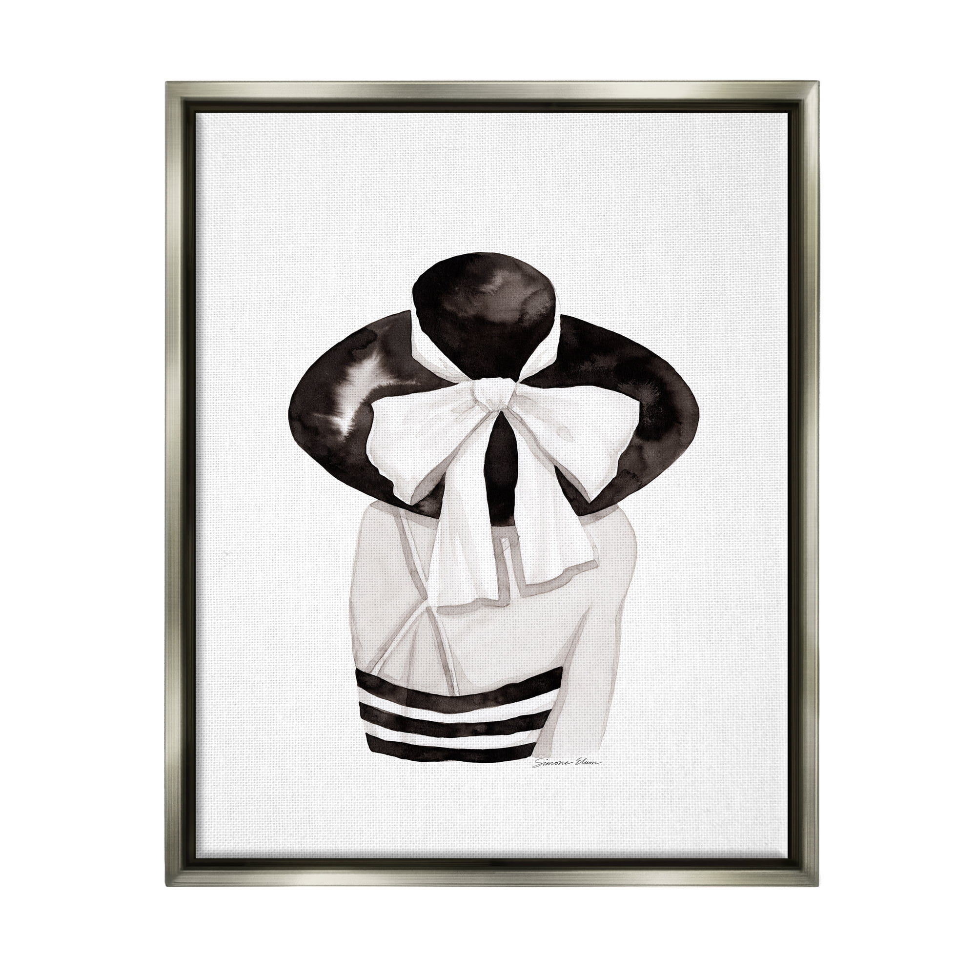 Stupell Industries Summer Girl in Hat Beauty & Fashion Painting Gray Floater Framed Art Print Wall Art, 25 x 31