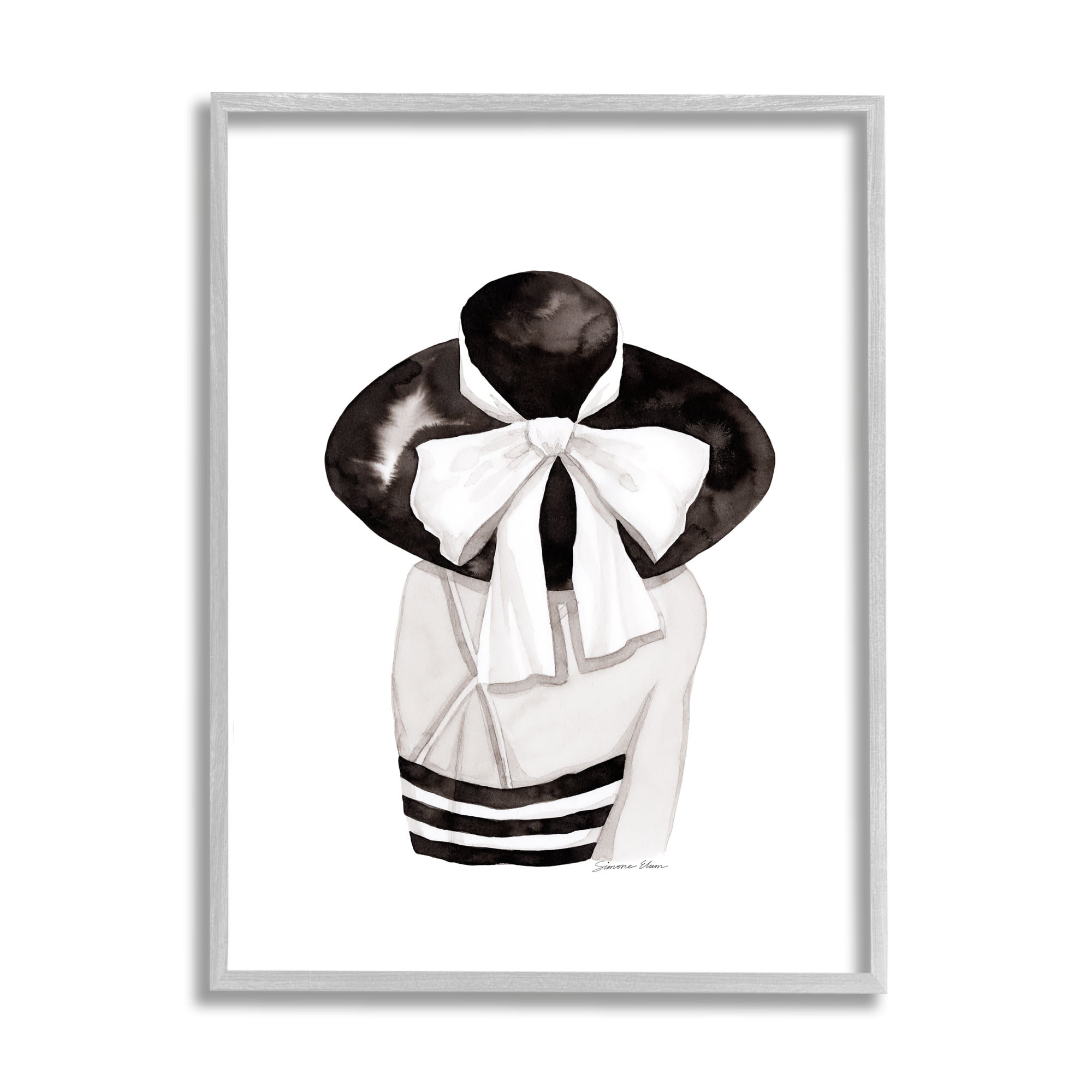 Stupell Industries Summer Girl in Hat Beauty & Fashion Painting Gray Framed Art Print Wall Art, 11 x 14