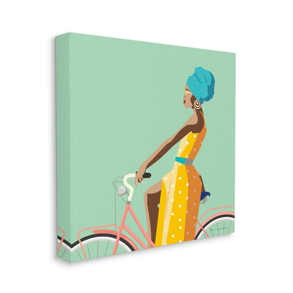 Stupell Industries Summer Girl on Pink Bicycle Glam Female Fashion Canvas Wall Art, 36 x 36, Design by Omar Escalante