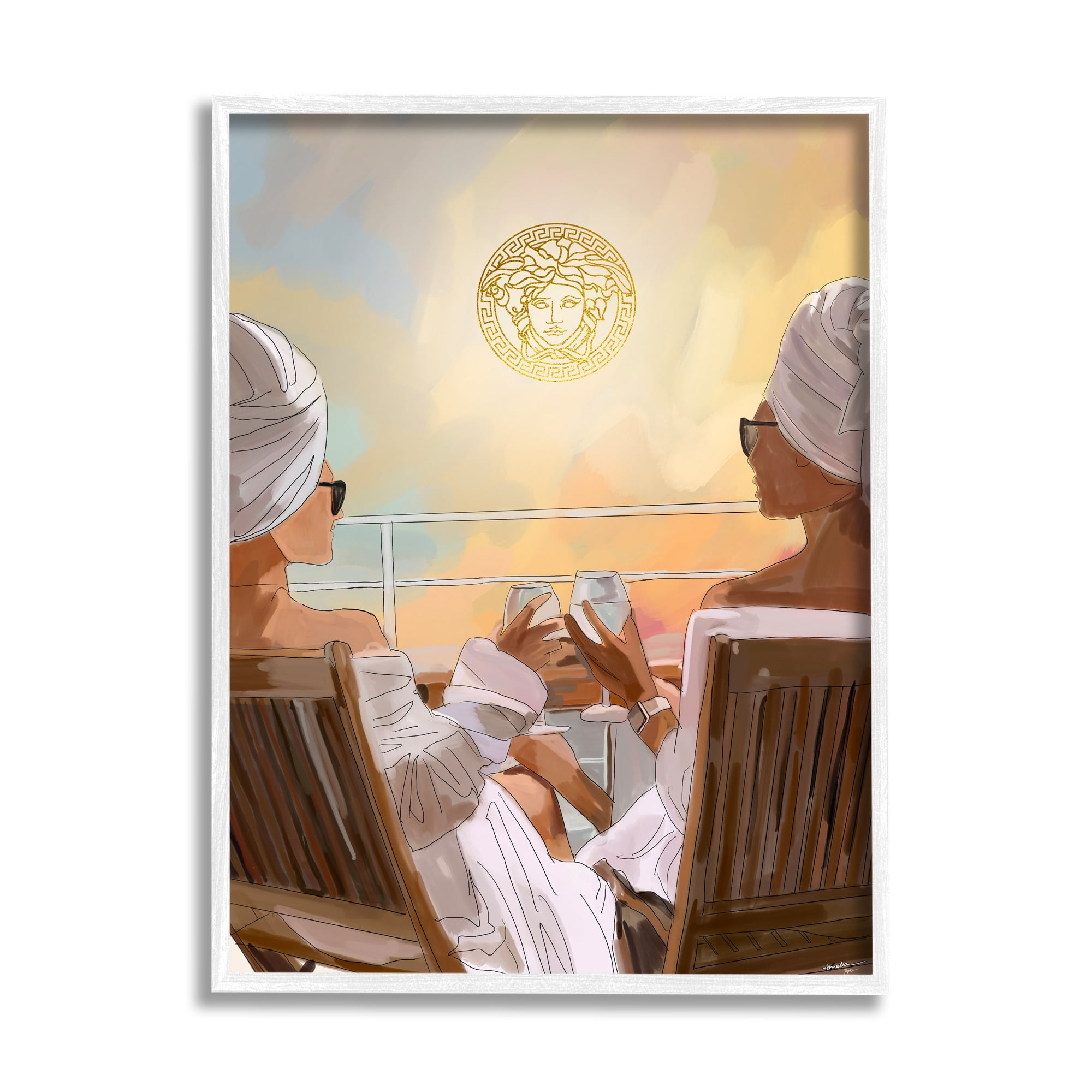 Stupell Industries Summer Glam Women Beauty & Fashion Painting White Framed Art Print Wall Art, 16 x 20