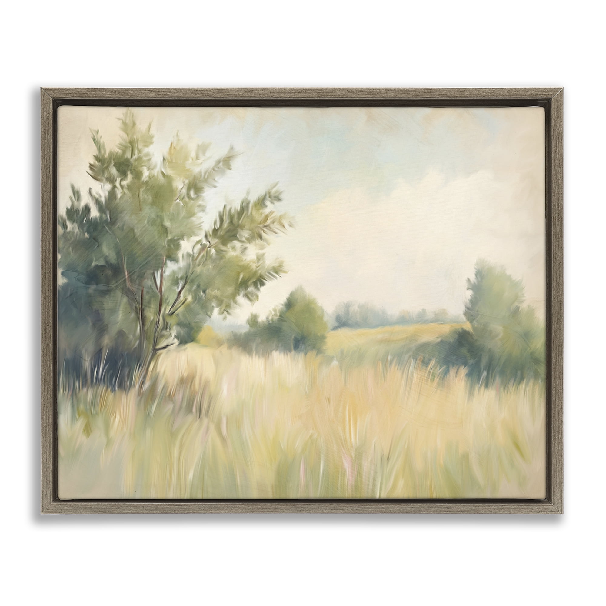 Stupell Industries Summer Green Meadow Brown Framed Floater Canvas Wall Art, design by Kim Allen