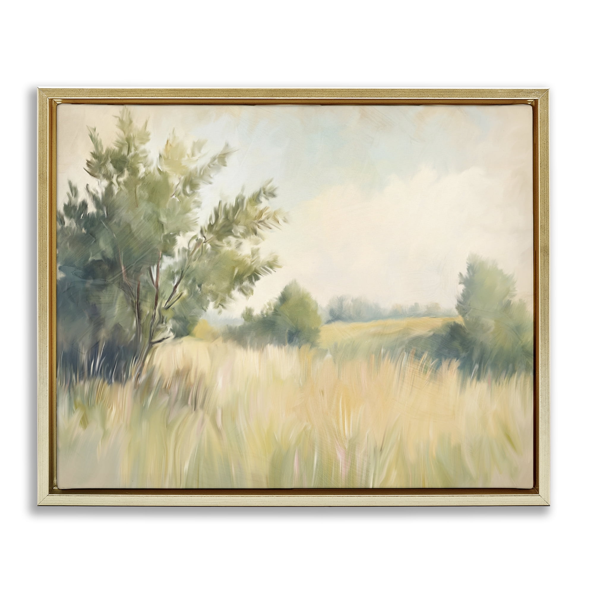 Stupell Industries Summer Green Meadow Gold Framed Floater Canvas Wall Art, design by Kim Allen