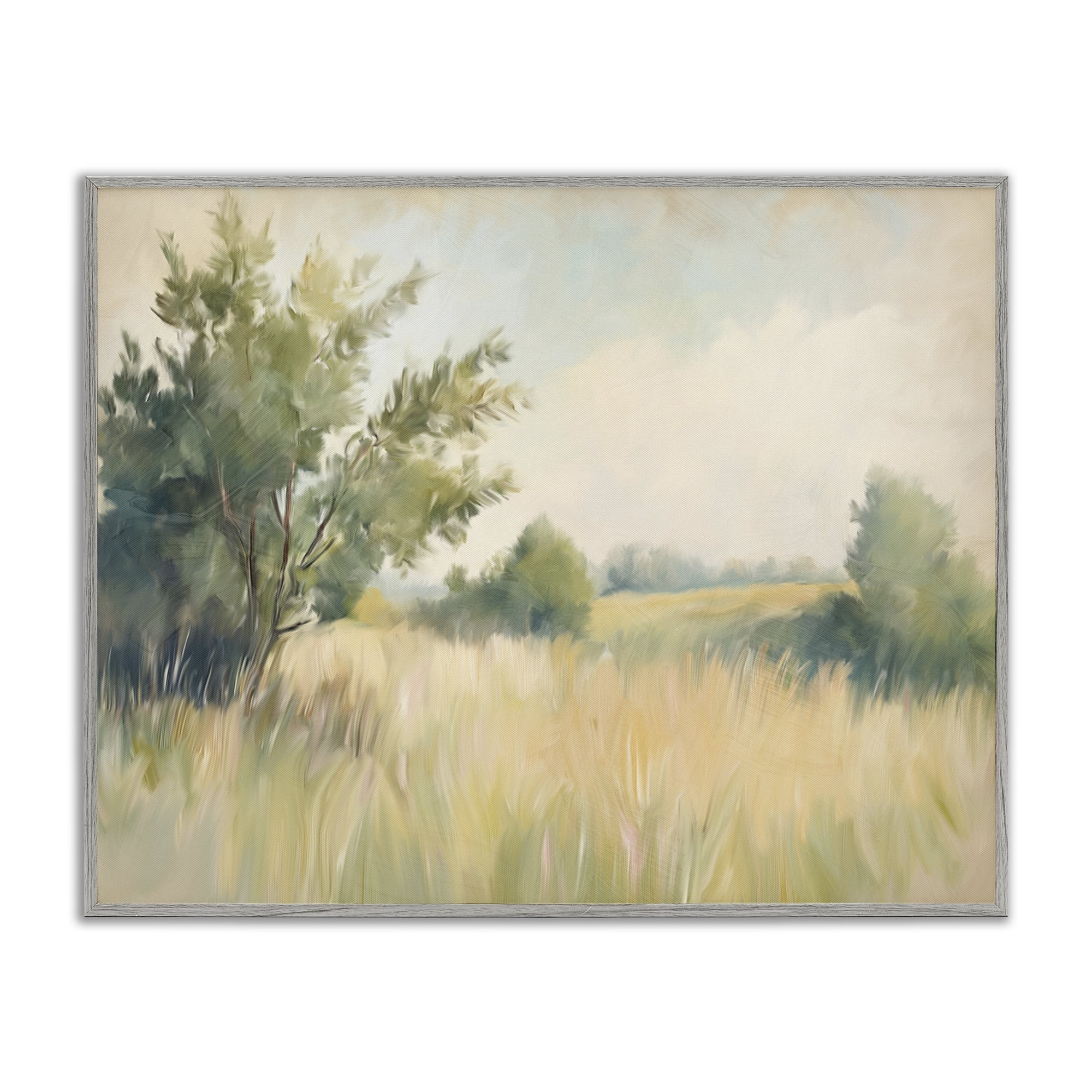 Stupell Industries Summer Green Meadow Gray Framed Giclee Art, design by Kim Allen