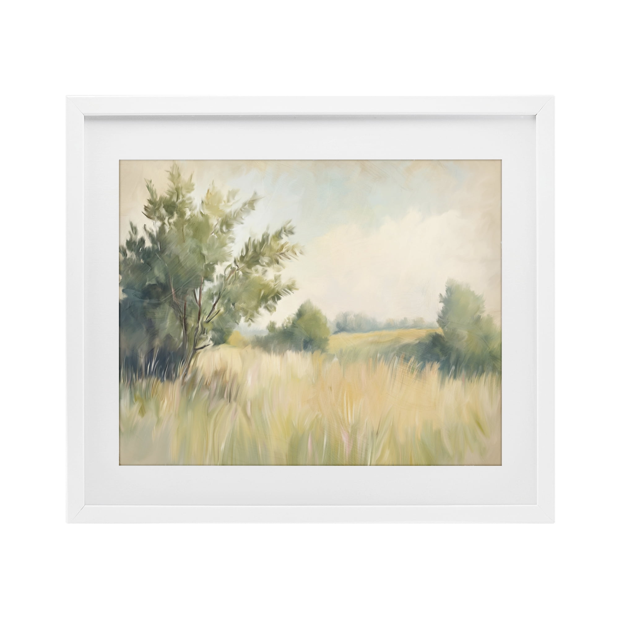 Stupell Industries Summer Green Meadow White Framed Print Under Glass, design by Kim Allen