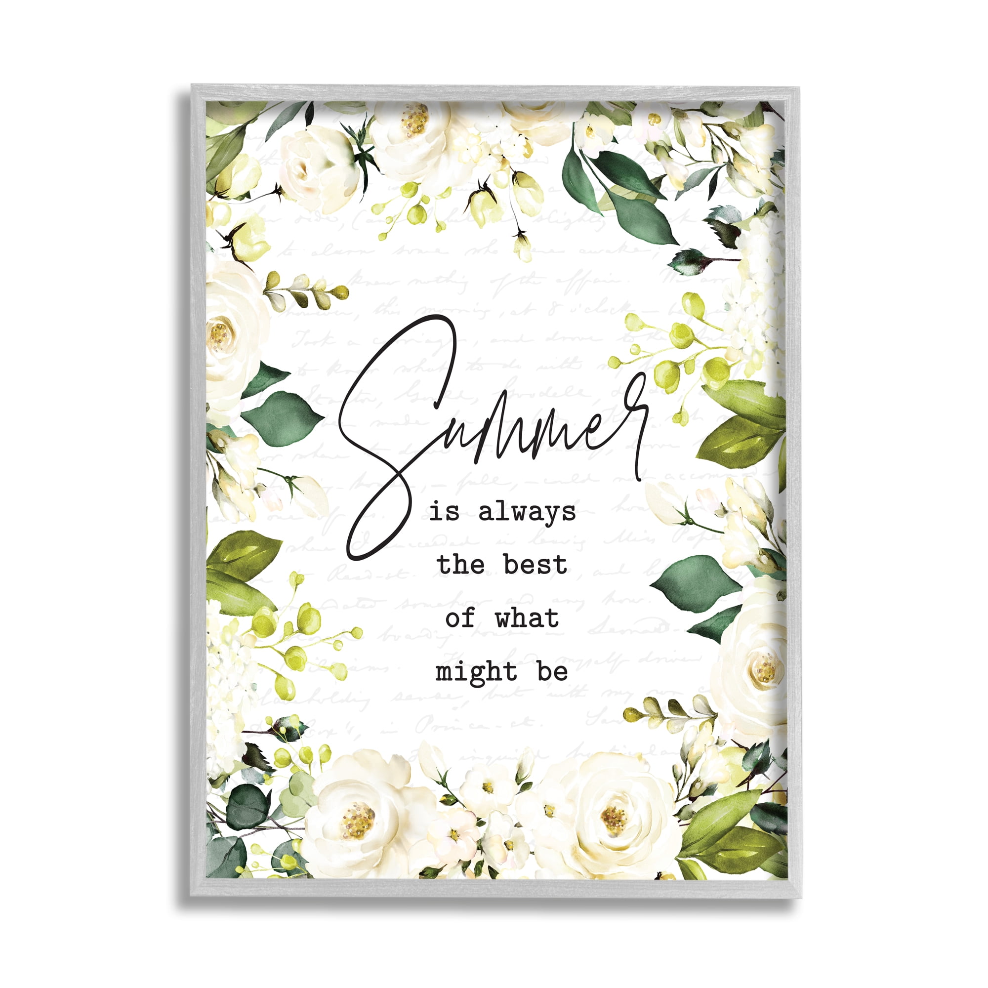 Stupell Industries Summer Is Always Best Sentiment White Green Florals, 11 x 14, Designed by Lettered and Lined