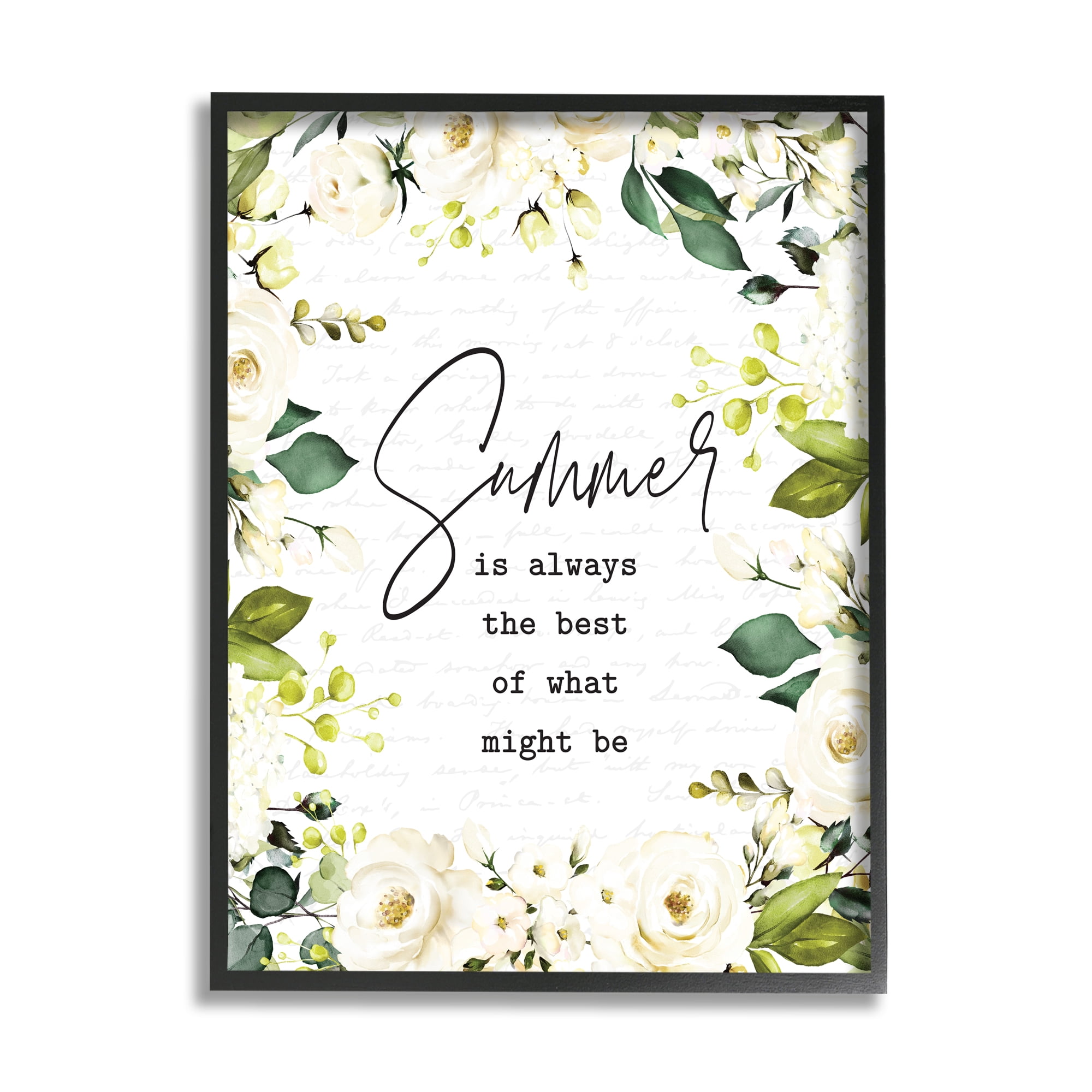 Stupell Industries Summer Is Always Best Sentiment White Green Florals, 16 x 20, Designed by Lettered and Lined