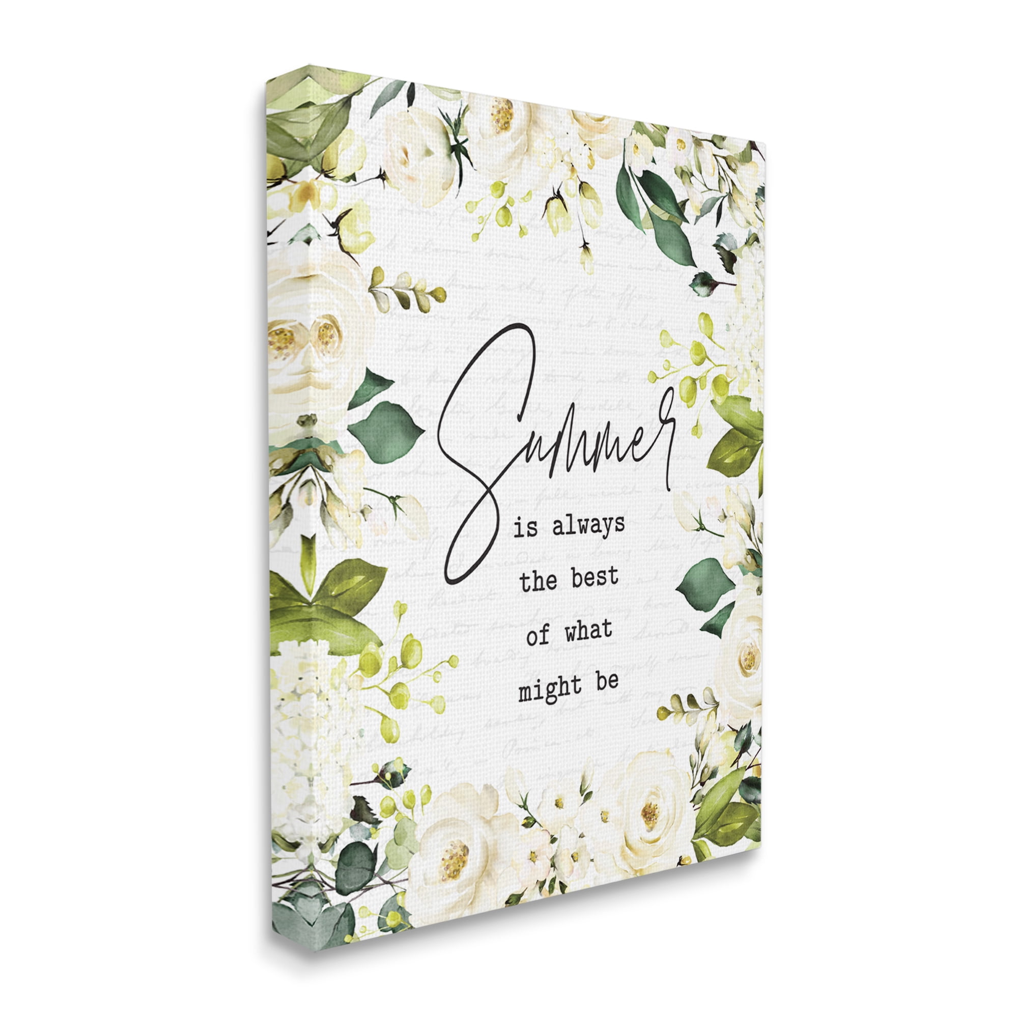 Stupell Industries Summer Is Always Best Sentiment White Green Florals, 30 x 40, Designed by Lettered and Lined