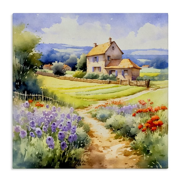 Stupell Industries Summer Lavender Farm Landscape & Nature Painting Wrapped Canvas Art Print Wall Art, 17 x 17