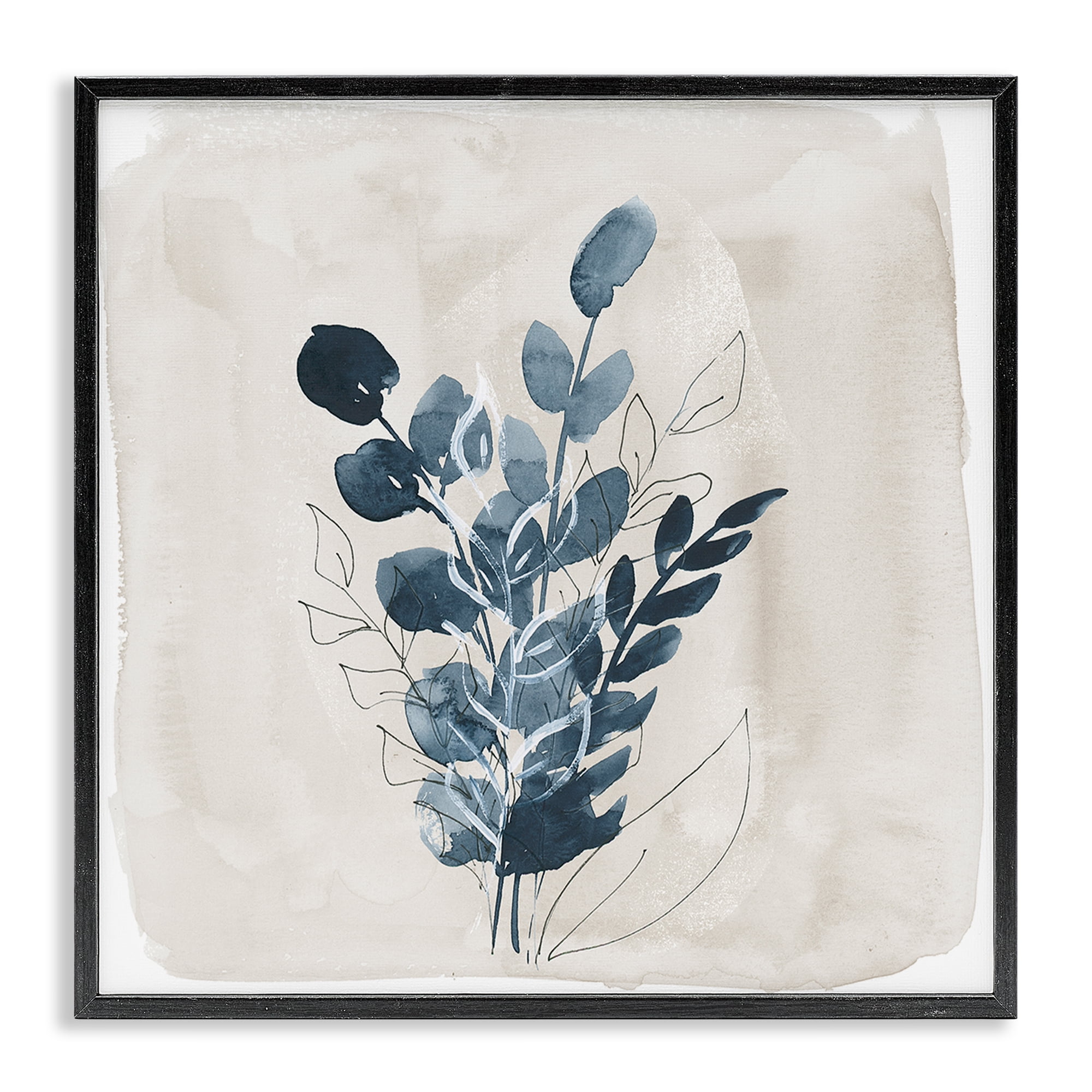 Stupell Industries Summer Leaf Sprigs Plants & Flowers Painting Black Framed Art Print Wall Art, 12 x 12