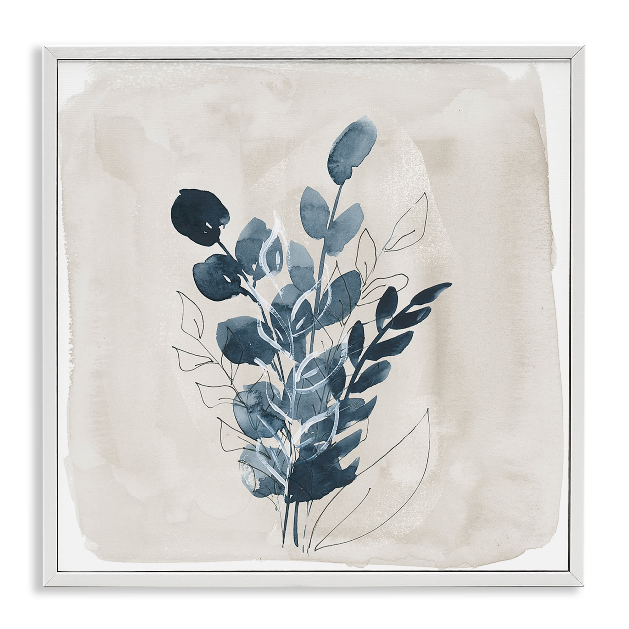 Stupell Industries Summer Leaf Sprigs Plants & Flowers Painting White Framed Art Print Wall Art, 24 x 24
