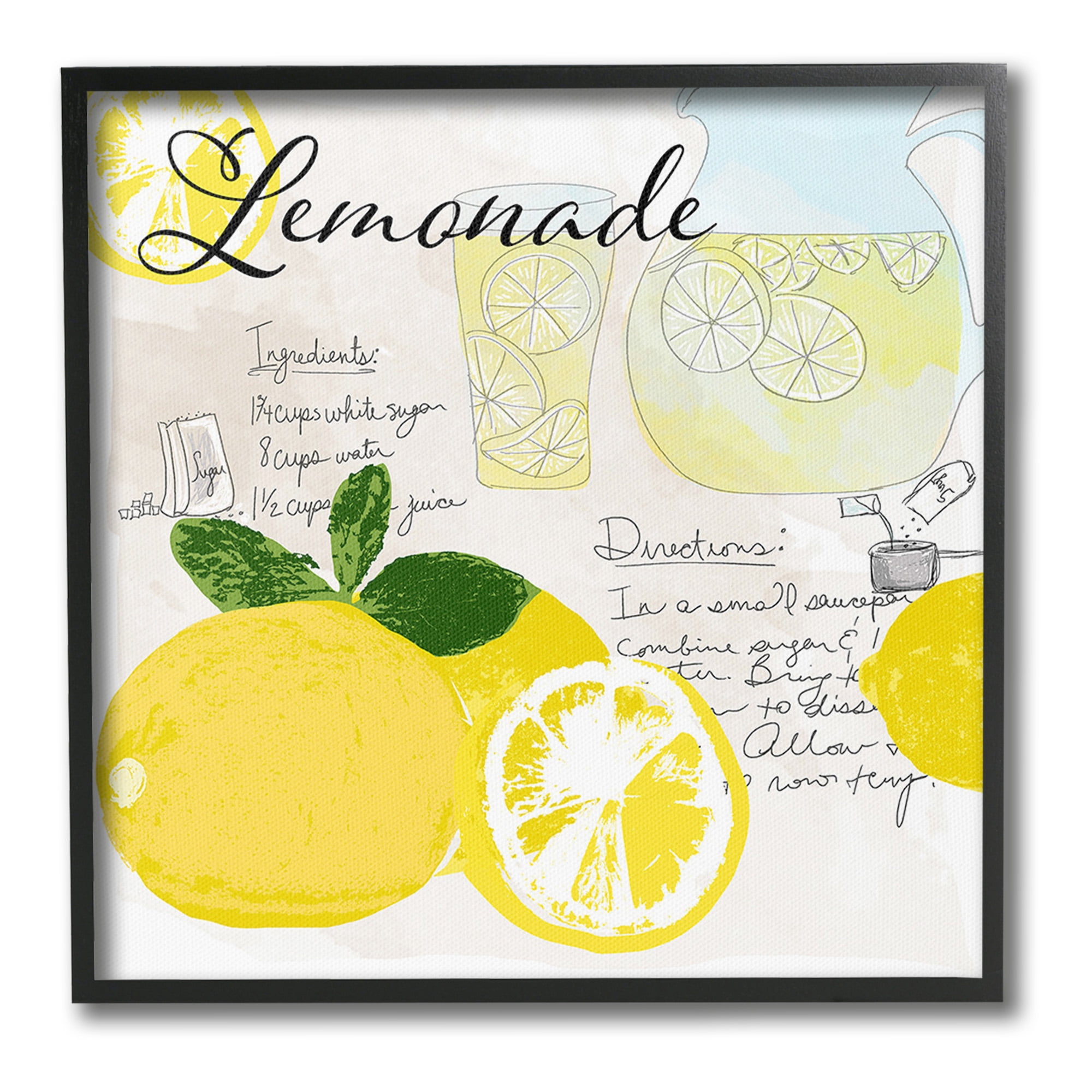Stupell Industries Summer Lemonade Recipe Food & Beverage Painting Black Framed Art Print Wall Art, 24 x 24