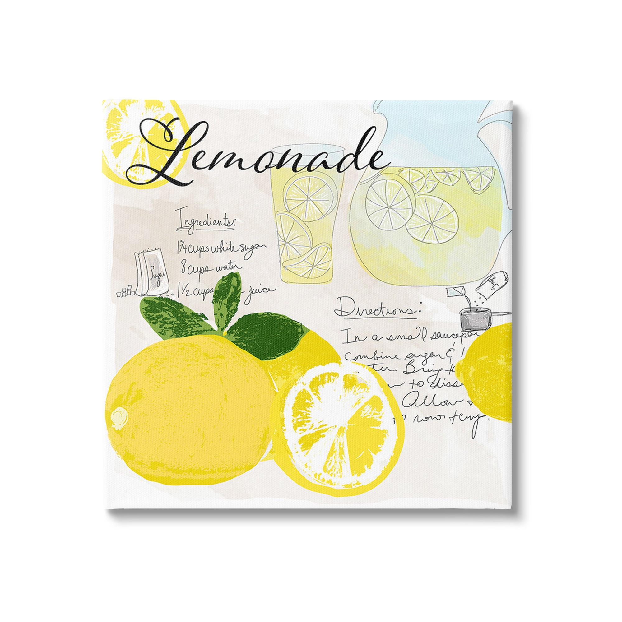 Stupell Industries Summer Lemonade Recipe Food & Beverage Painting Gallery Wrapped Canvas Art Print Wall Art, 24 x 24