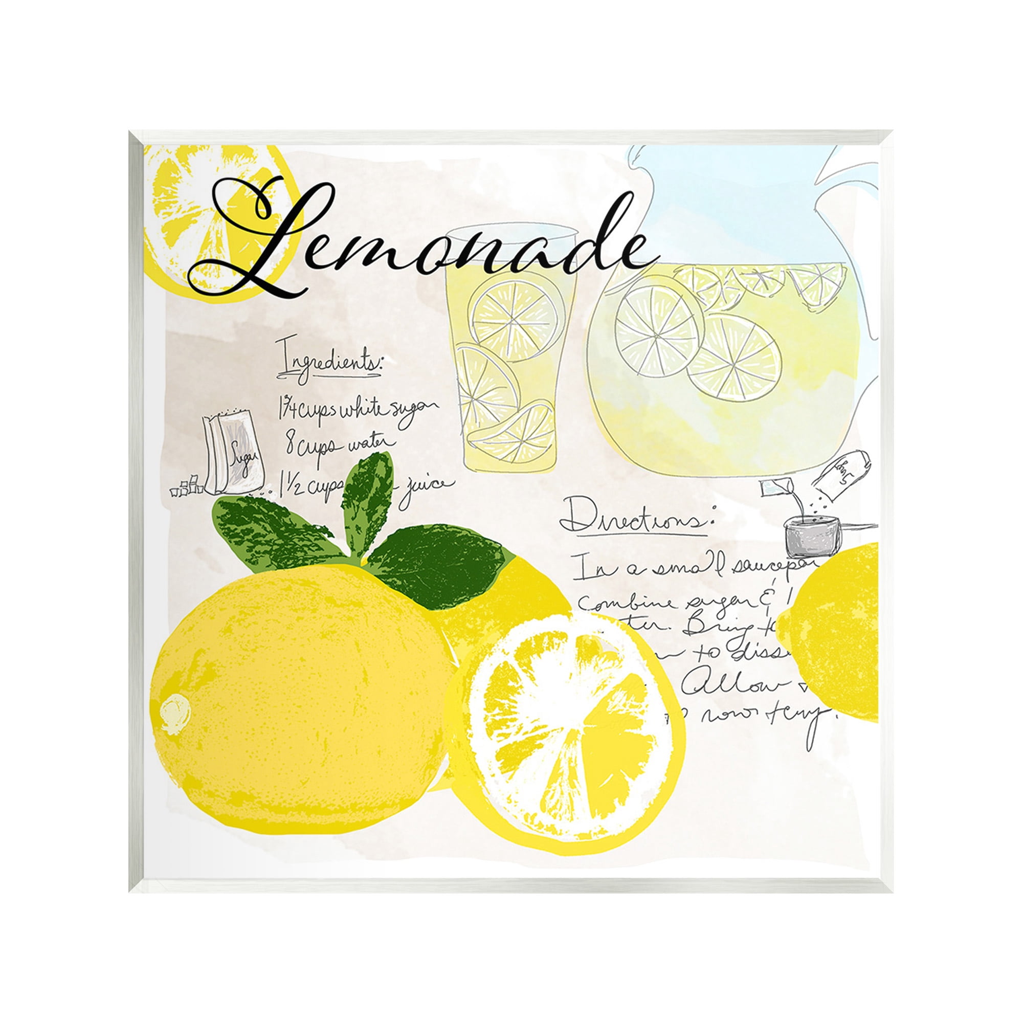 Stupell Industries Summer Lemonade Recipe Food & Beverage Painting Unframed Art Print Wall Art, 12 x 12