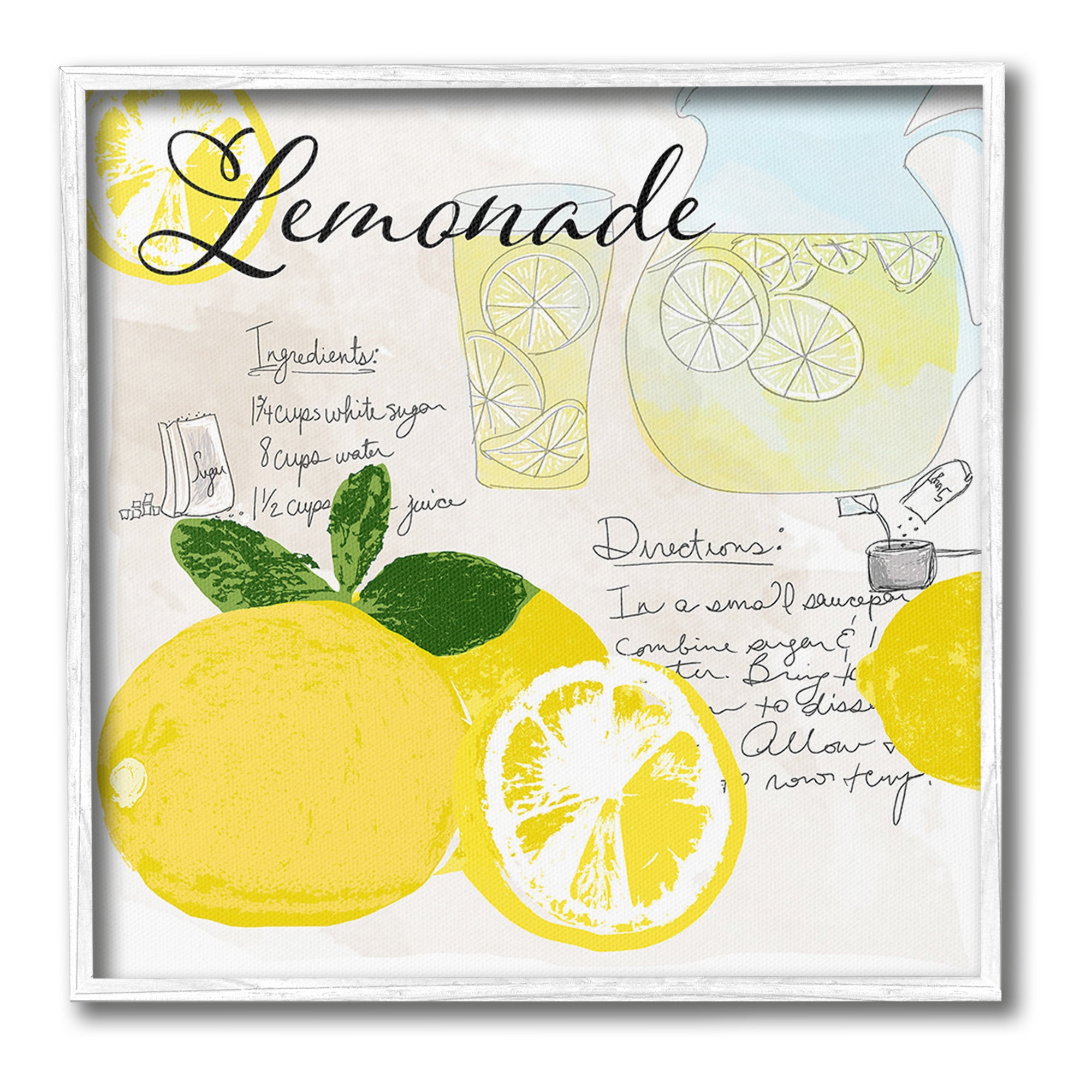 Stupell Industries Summer Lemonade Recipe Food & Beverage Painting White Framed Art Print Wall Art, 12 x 12