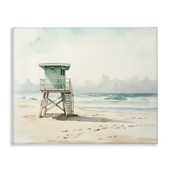 Stupell Industries Summer Lifeguard Stand Nautical & Beach Painting Wrapped Canvas Art Print Wall Art, 30 x 24