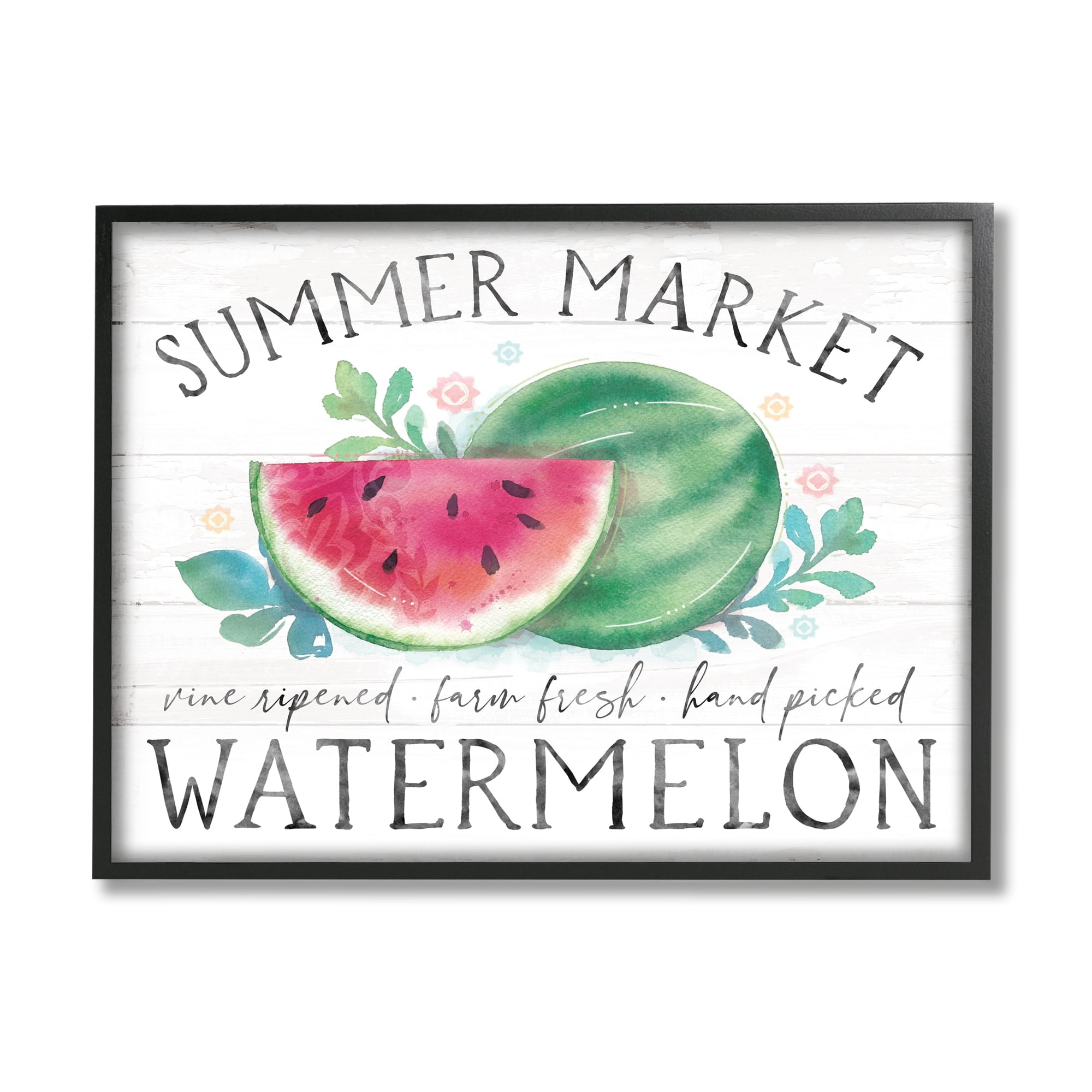 Stupell Industries Summer Market Watermelon Farm Country Grain Pattern Framed Wall Art, 20 x 16, Design by Courtney Morgenstern