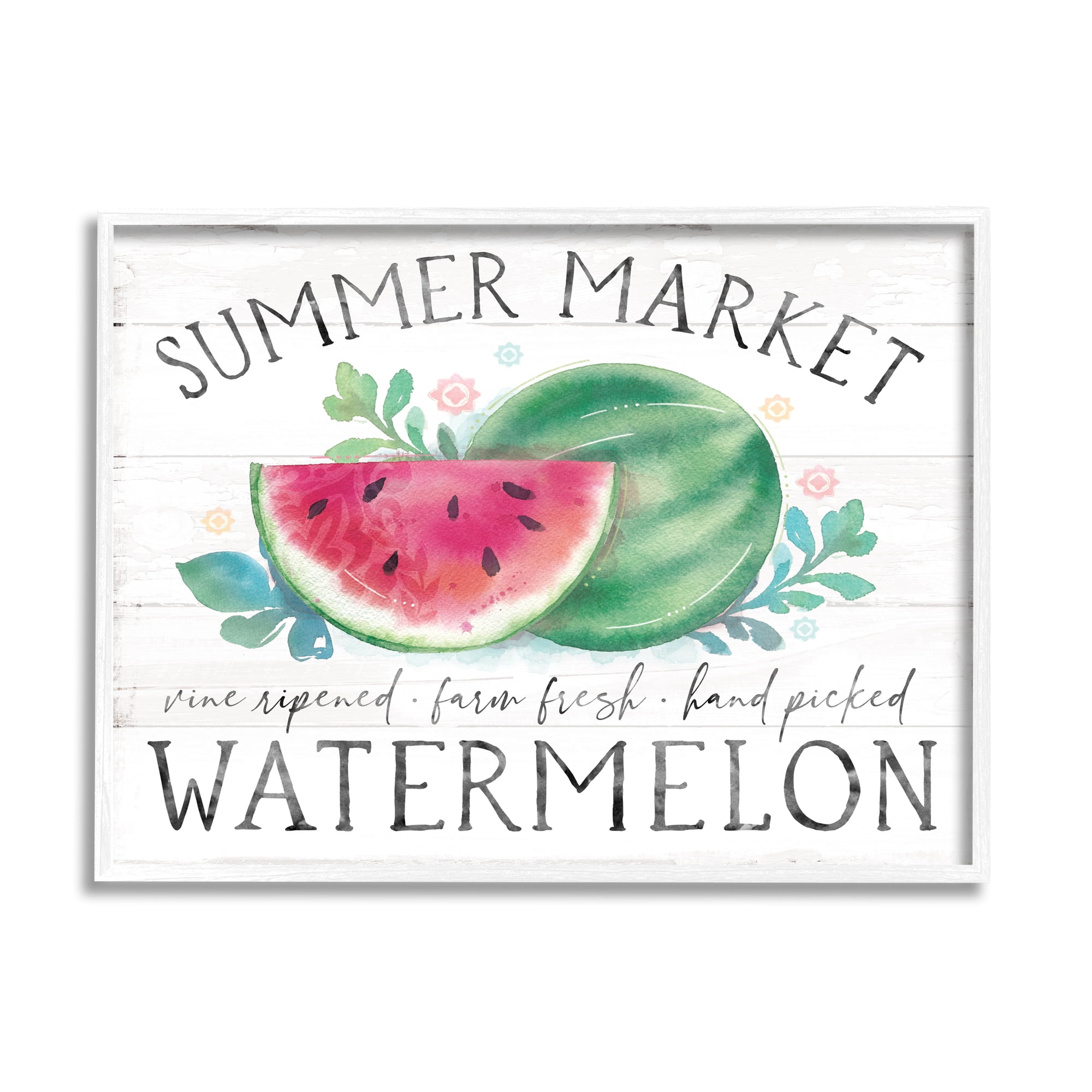 Stupell Industries Summer Market Watermelon Farm Country Grain Pattern Framed Wall Art, 20 x 16, Design by Courtney Morgenstern
