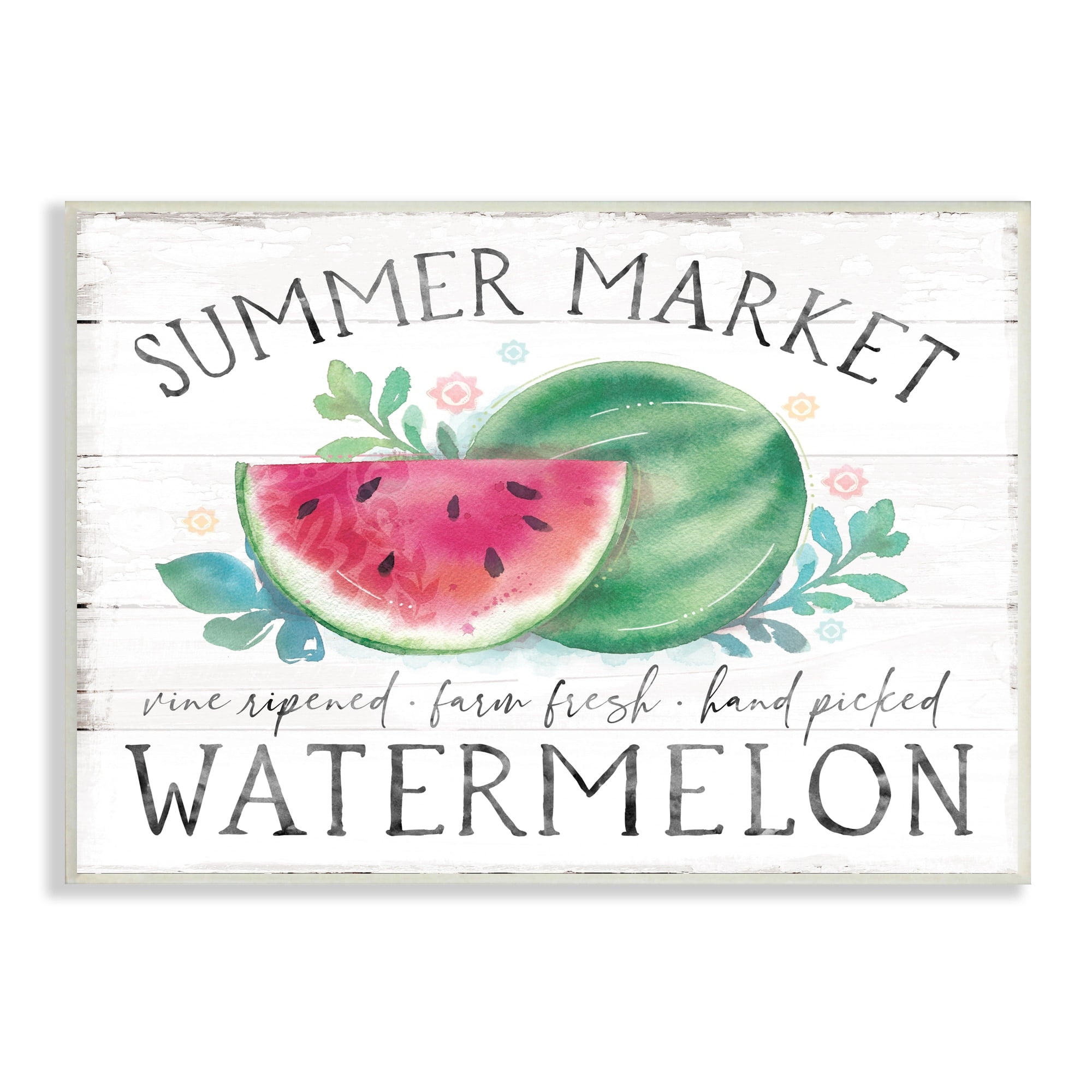 Stupell Industries Summer Market Watermelon Farm Country Grain Pattern Wood Wall Art, 15 x 10, Design by Courtney Morgenstern