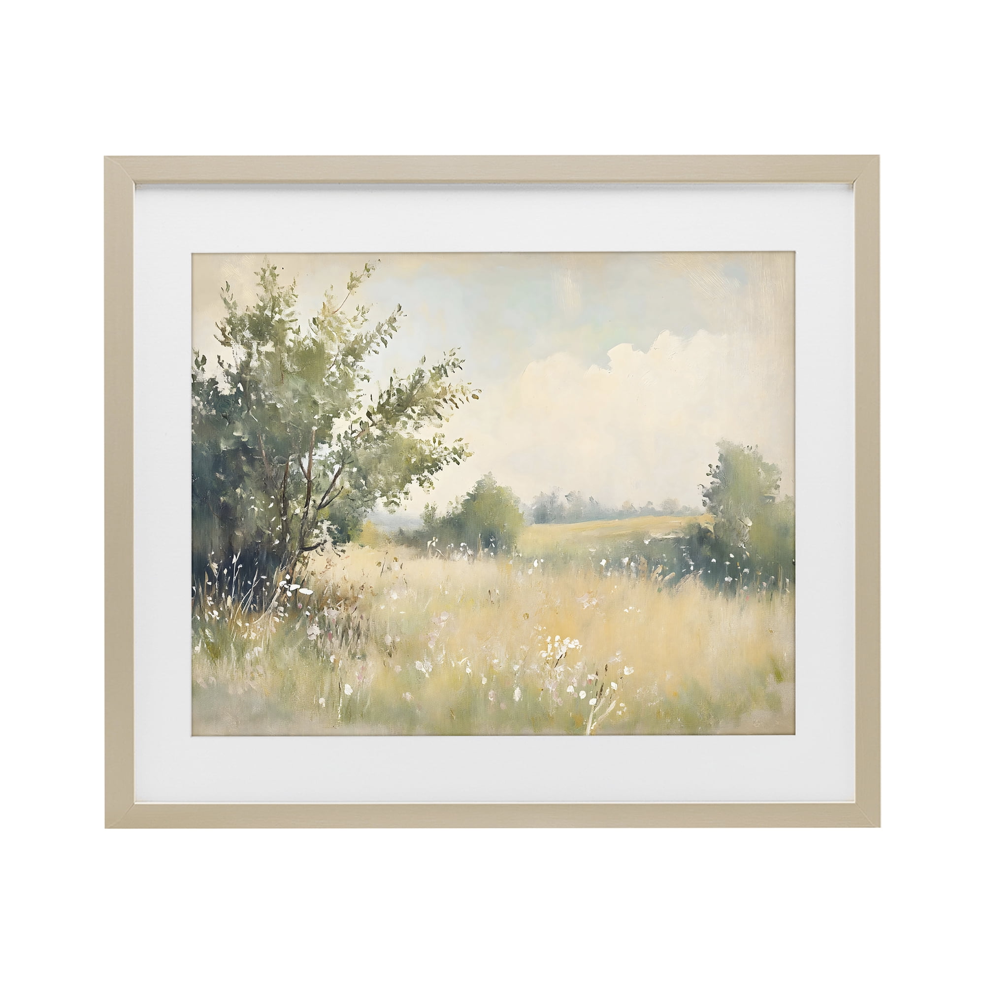 Stupell Industries Summer Meadow in Soft Light Birch Framed Print Under Glass, design by Creative Studio