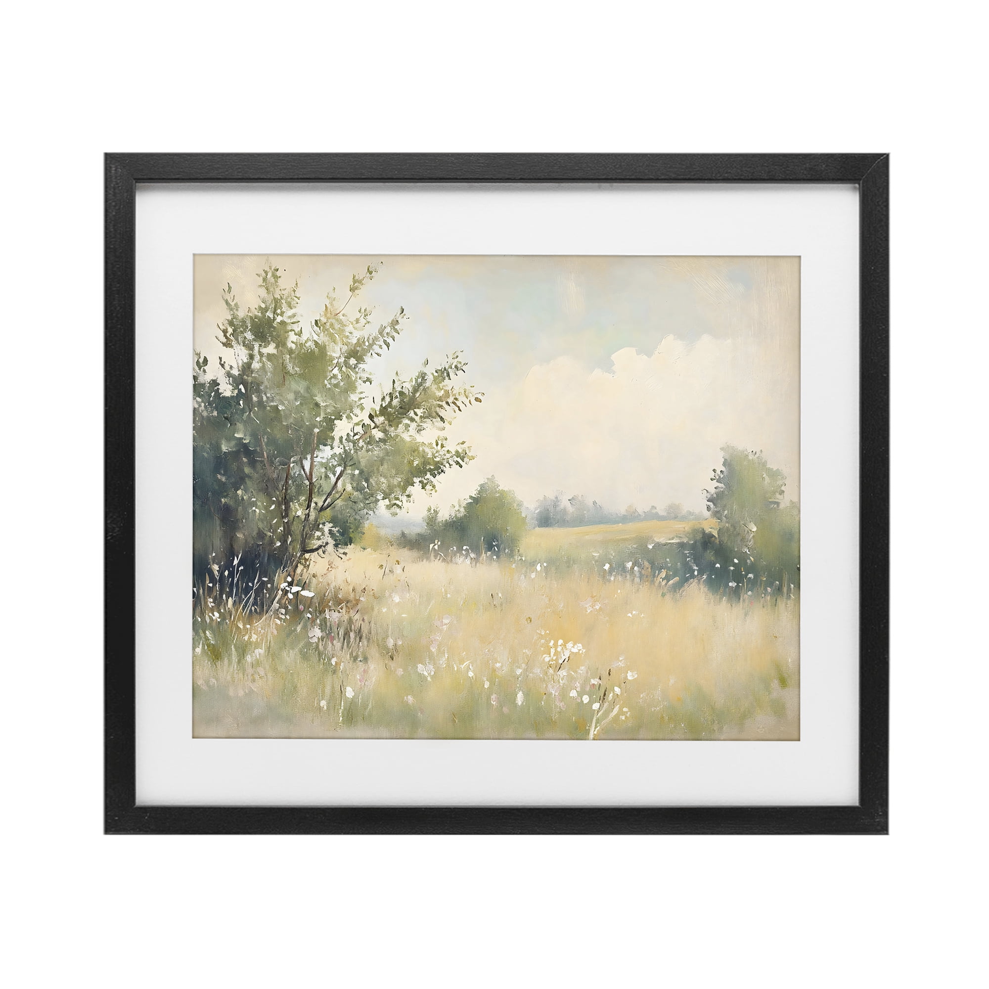 Stupell Industries Summer Meadow in Soft Light Black Framed Print Under Glass, design by Creative Studio