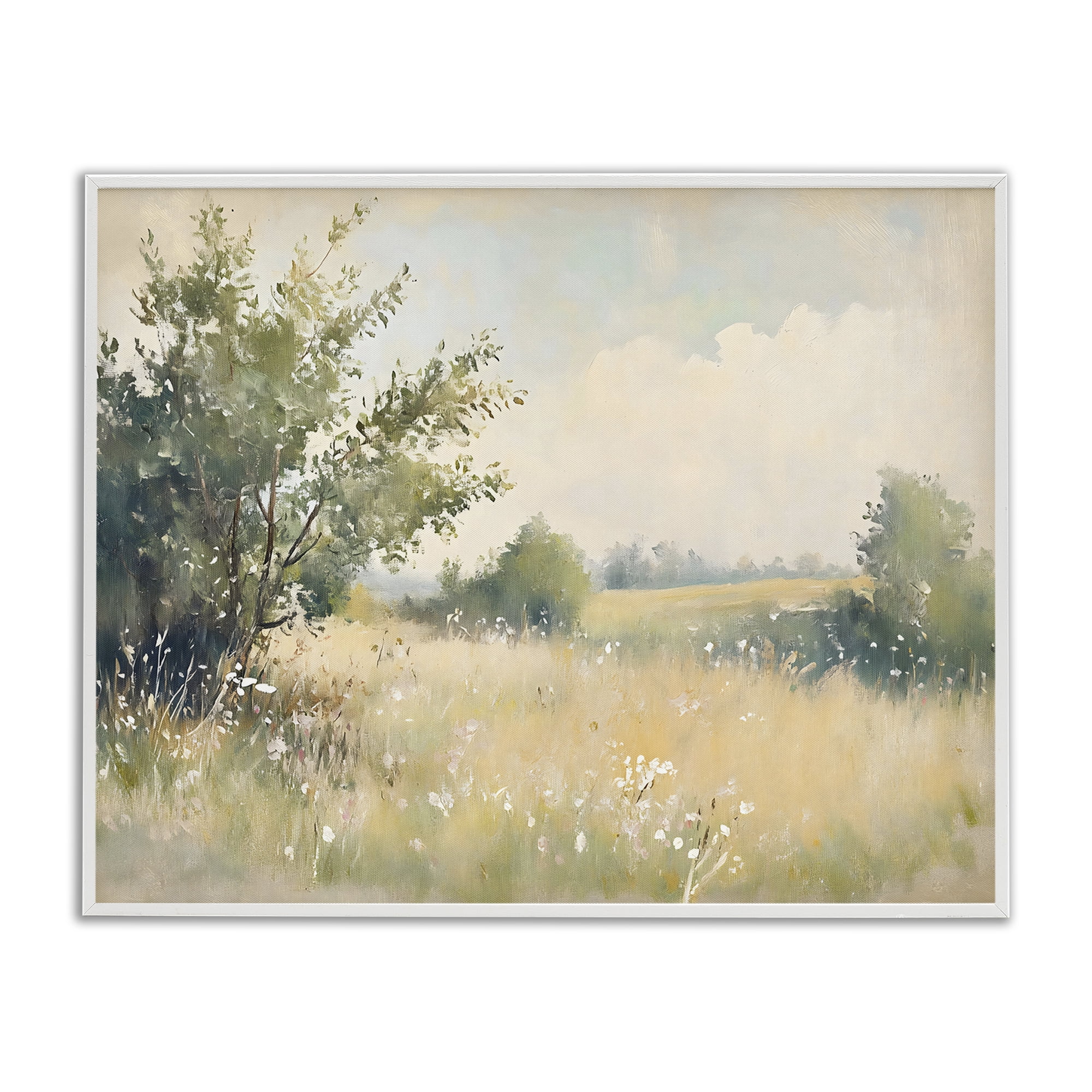 Stupell Industries Summer Meadow in Soft Light White Framed Giclee Art, design by Creative Studio