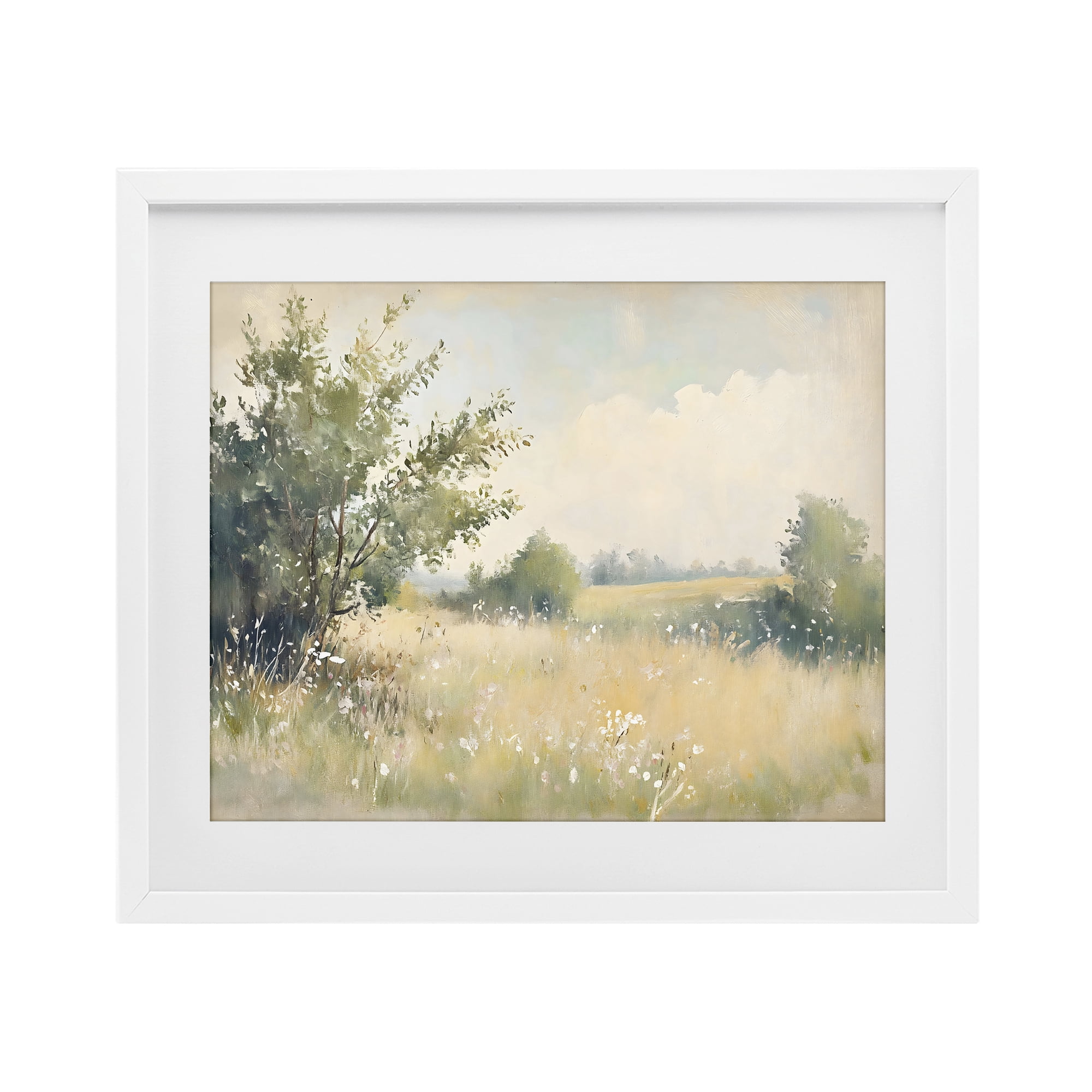 Stupell Industries Summer Meadow in Soft Light White Framed Print Under Glass, design by Creative Studio