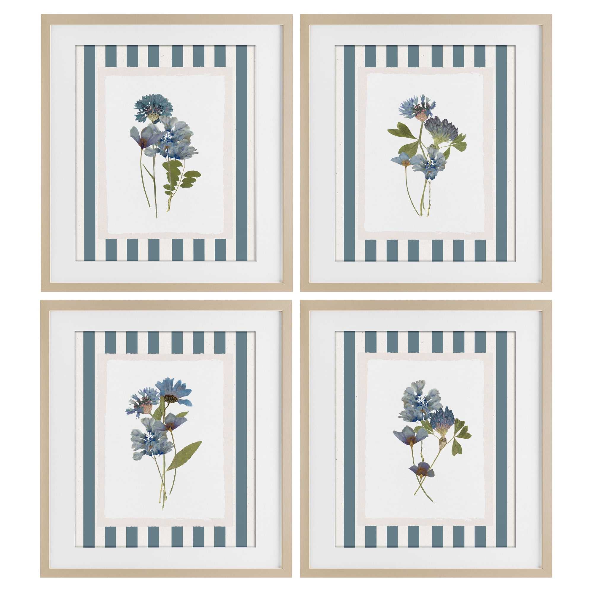 Stupell Industries Summer Memory Florals 4 Piece Birch Framed Print Under Glass Set, design by Val Rhodes