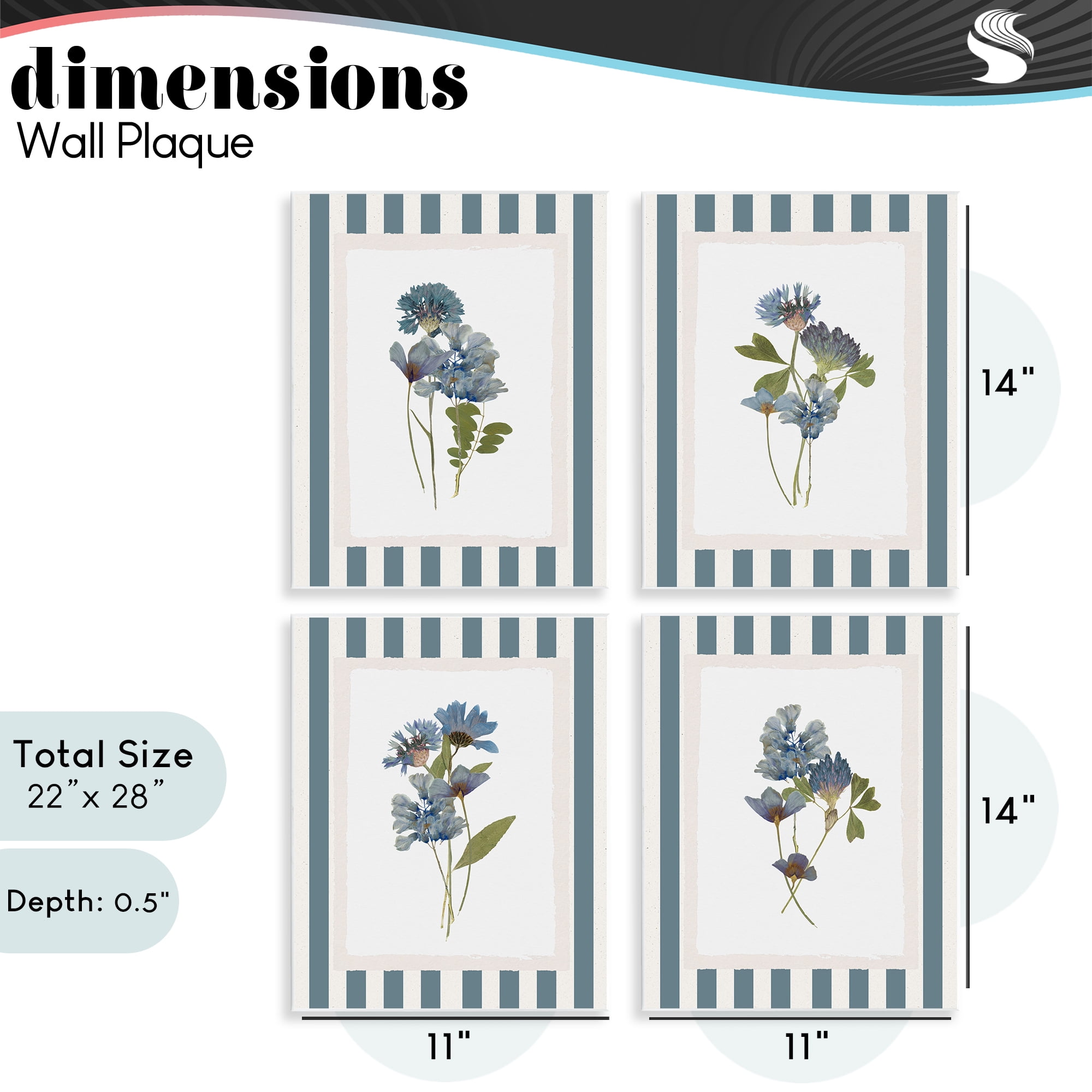 Stupell Industries Summer Memory Florals 4 Piece Wall Plaque Art Set, design by Val Rhodes