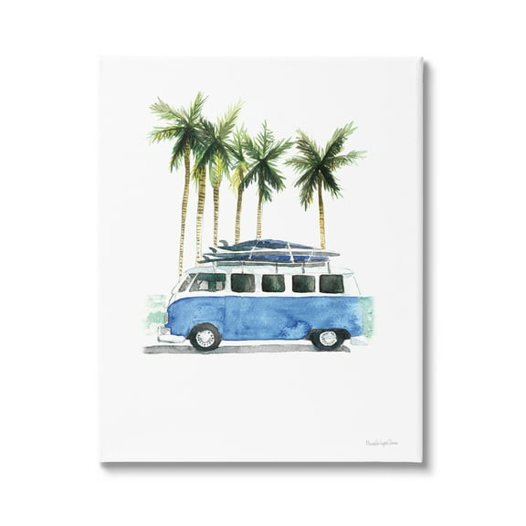 Stupell Industries Summer Minibus Vacation Transportation Painting Gallery Wrapped Canvas Print Wall Art, 16 x 20