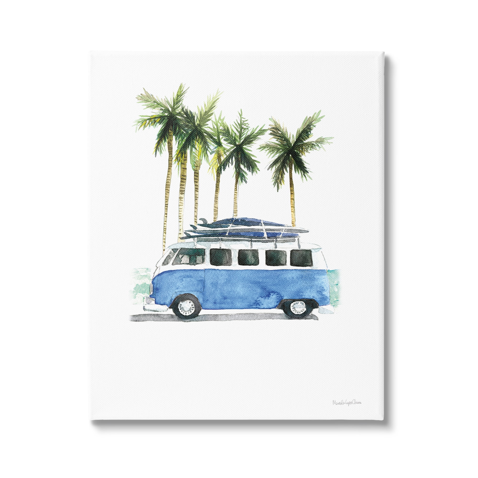 Stupell Industries Summer Minibus Vacation Transportation Painting Gallery Wrapped Canvas Print Wall Art, 24 x 30