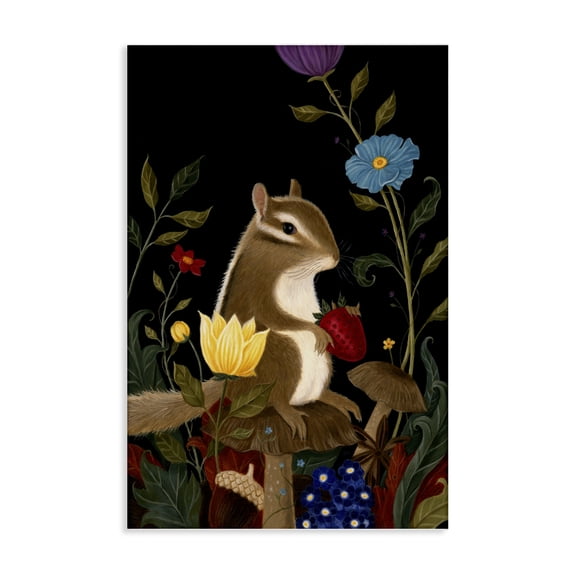 Stupell Industries Summer Nights Chipmunk Animals Painting Wrapped Canvas Canvas Art Print Wall Art, 20 x 30