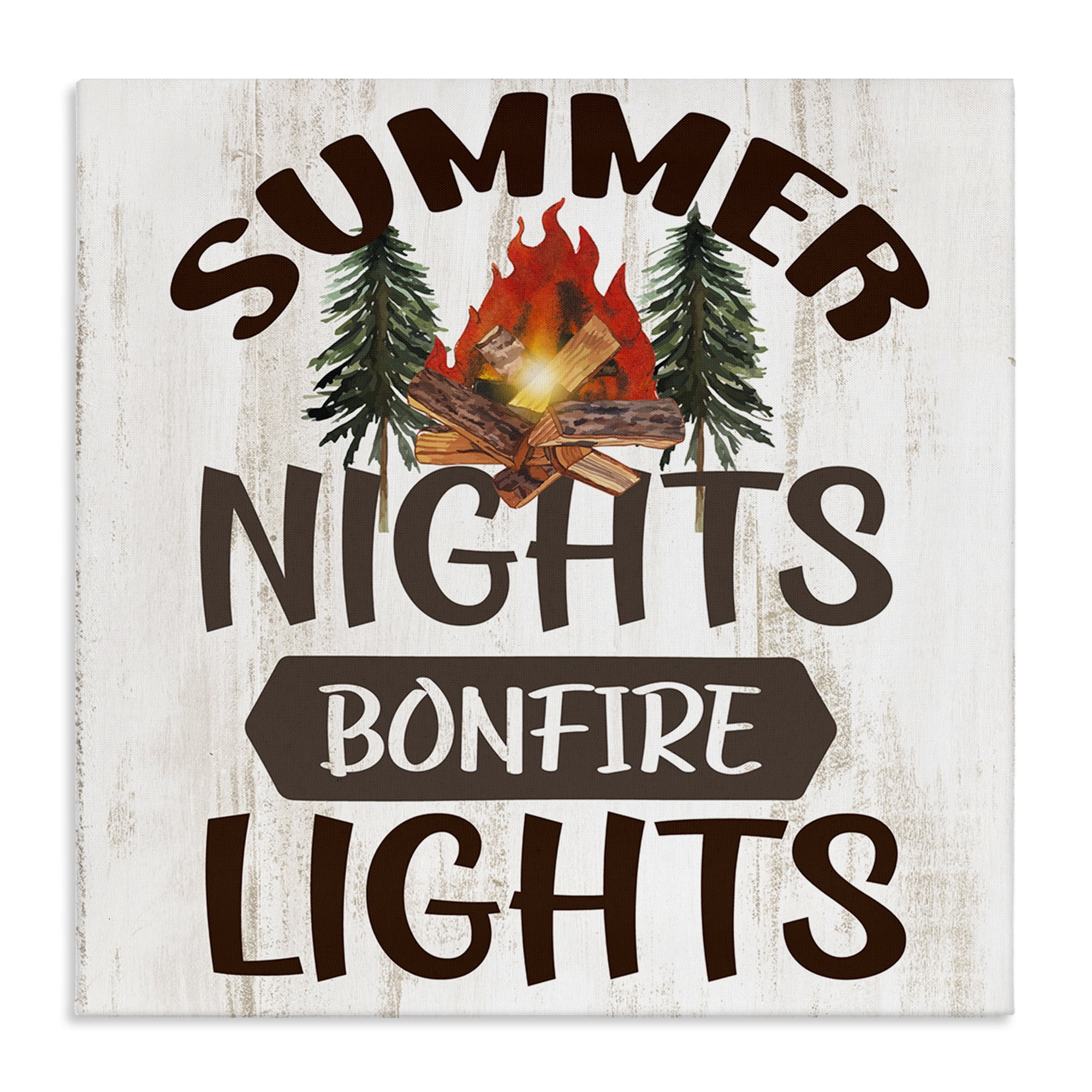 Stupell Industries Summer Nights Phrase Landscape Painting Gallery Wrapped Canvas Art Print Wall Art, 36 x 36