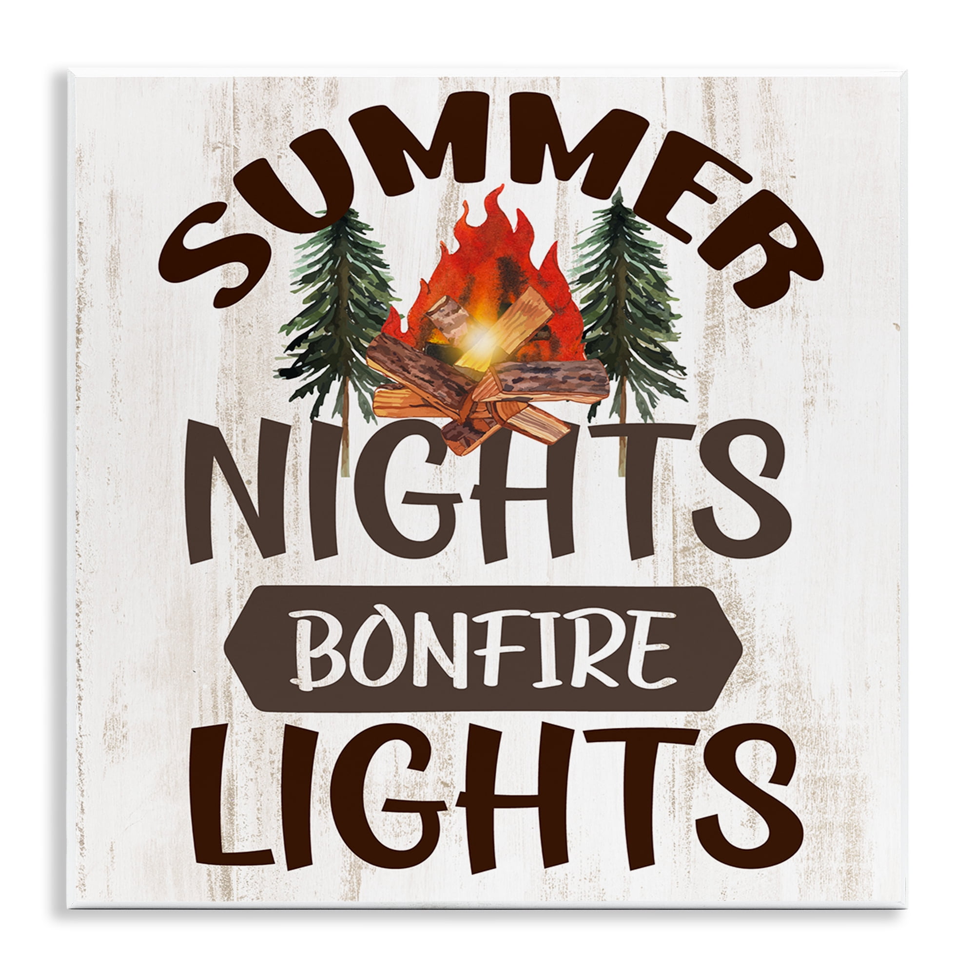 Stupell Industries Summer Nights Phrase Landscape Painting Unframed Art Print Wall Art, 12 x 12