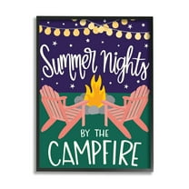 Stupell Industries Summer Nights by Campfire Phrase Starry Backyard Sky Typography Painting Black Framed Art Print Wall Art, 11 x 14