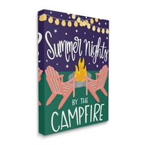 Stupell Industries Summer Nights by Campfire Phrase Starry Backyard Sky Typography Painting Gallery Wrapped Canvas Print Wall Art, 16 x 20